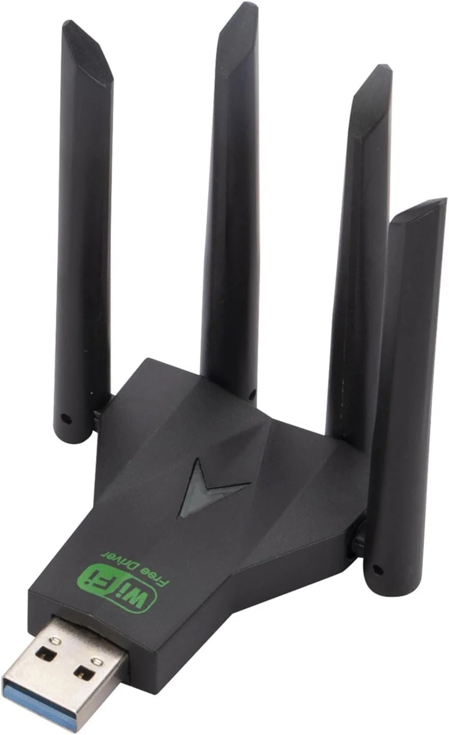 آداپتور USB دو بانده 1300 مگابیت بر ثانیه با 4 آنتن خارجی برای تقویت دریافت وای فای