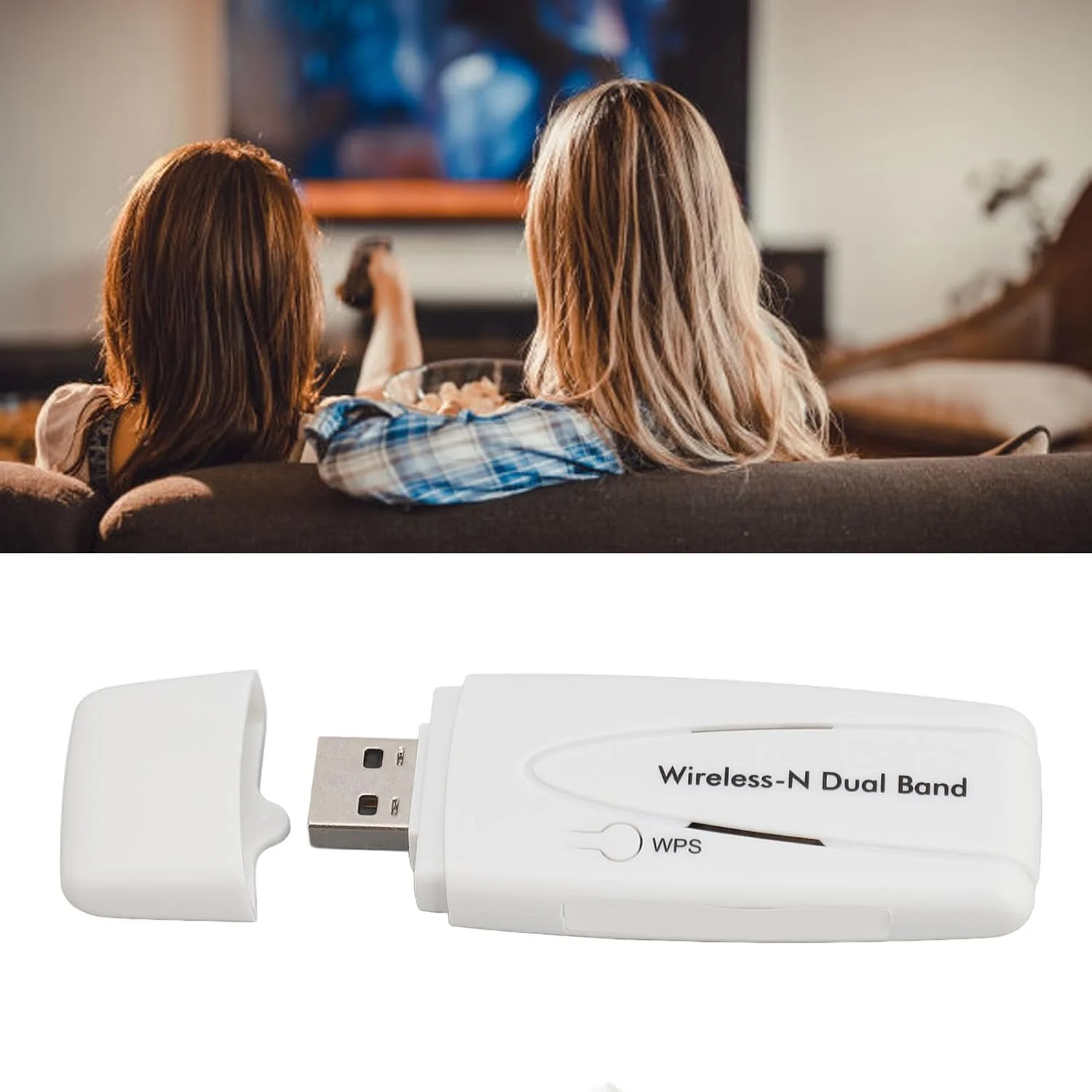 آداپتور شبکه بی‌سیم 300 مگابیت بر ثانیه، آداپتور بی‌سیم دو بانده N با USB2.0 2.4G 5.8G، آداپتور وای فای USB پرسرعت برای تلویزیون، پخش‌کننده، سینمای خانگی و تلویزیون‌ها