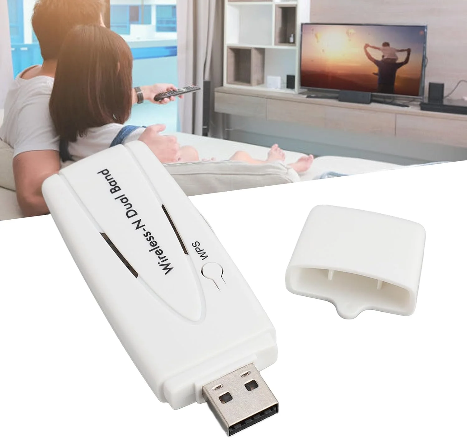 آداپتور شبکه بی‌سیم 300 مگابیت بر ثانیه، آداپتور بی‌سیم دو بانده N با USB2.0 2.4G 5.8G، آداپتور وای فای USB پرسرعت برای تلویزیون، پخش‌کننده، سینمای خانگی و تلویزیون‌ها