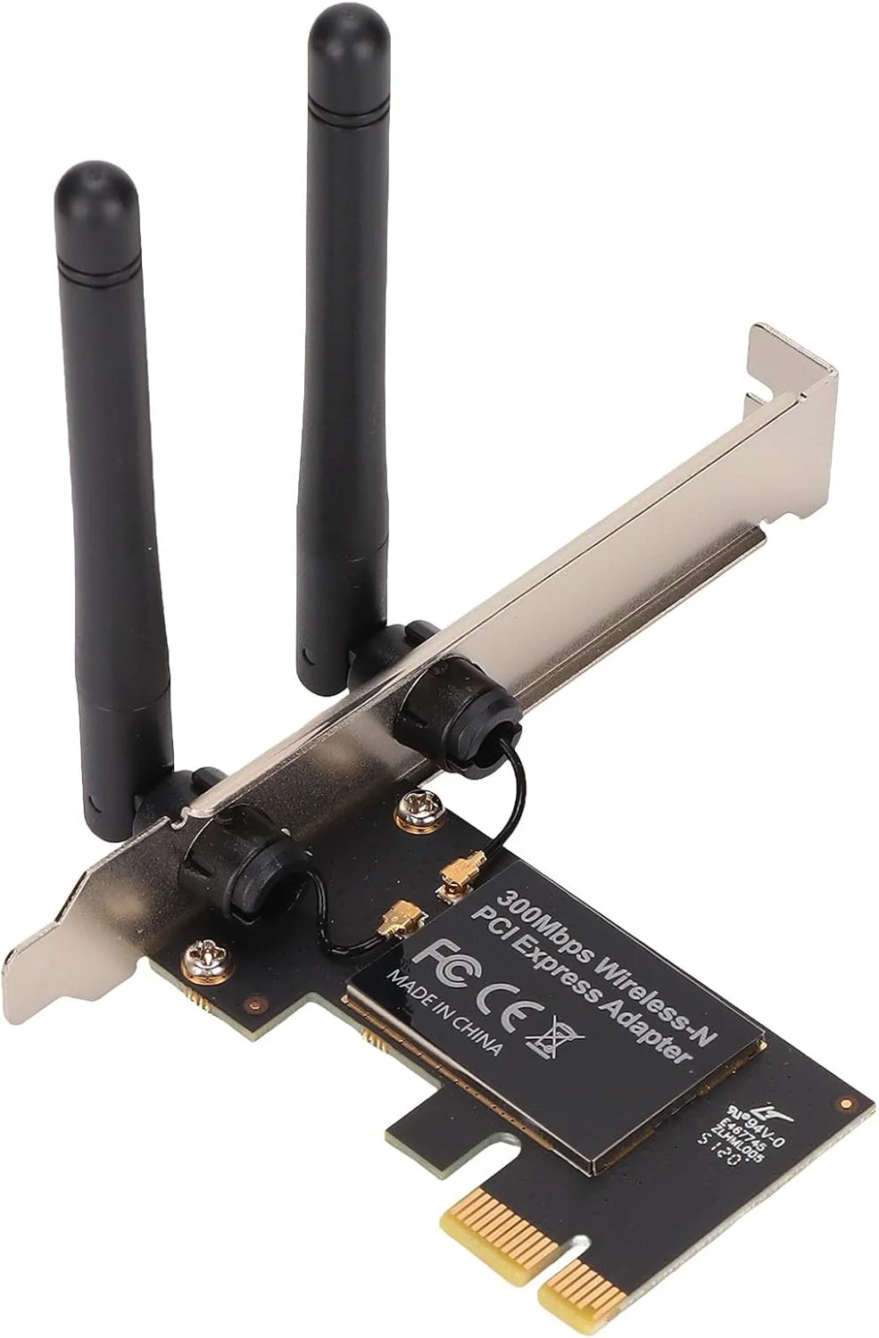کارت شبکه وایرلس PCIe، کارت شبکه وایرلس 300 مگابیت بر ثانیه، آداپتور PCI Express وایرلس 802.11b/g/n برای کامپیوتر رومیزی، 2 آنتن تقویت کننده، تاخیر بسیار کم