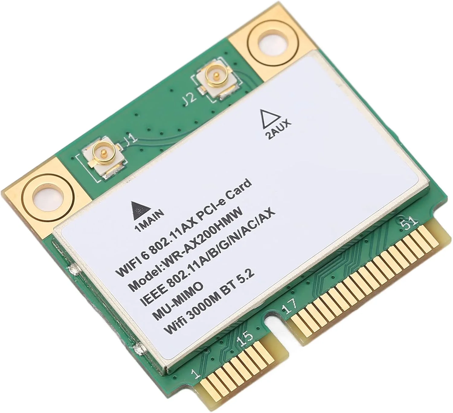کارت شبکه وایرلس دو بانده AX200HMW WiFi 6، استاندارد 802.11 A/B/G/N/AC/AX، آداپتور شبکه Half Mini PCI-E WiFi BT5.2 برای کامپیوتر و لپ تاپ، فقط برای WIN10 (64bit)
