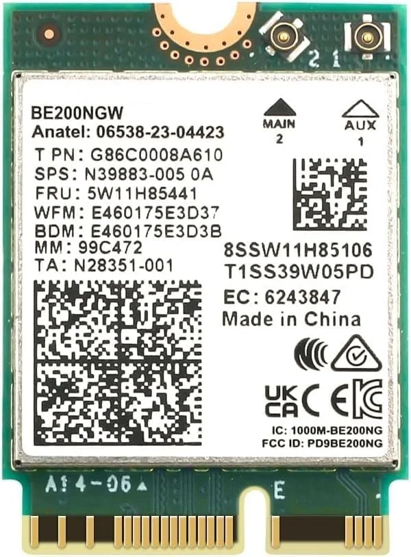 آداپتور WiFi 7 برای Intel BE200 | فرمت M.2 PCIe | سه بانده 2.4/5/6 گیگاهرتز | تا 5.8 گیگابیت بر ثانیه | کارت WiFi برای رایانه های شخصی | سازگار با بلوتوث 5.4 | برای رایانه شخصی Intel با Windows 10/11 | BE200NGW