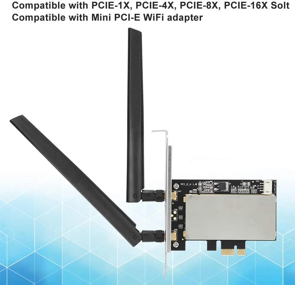کارت آداپتور Mini PCi‑E به PCi‑E وایرلس WIFI برای تبدیل بلوتوث، حمل آسان