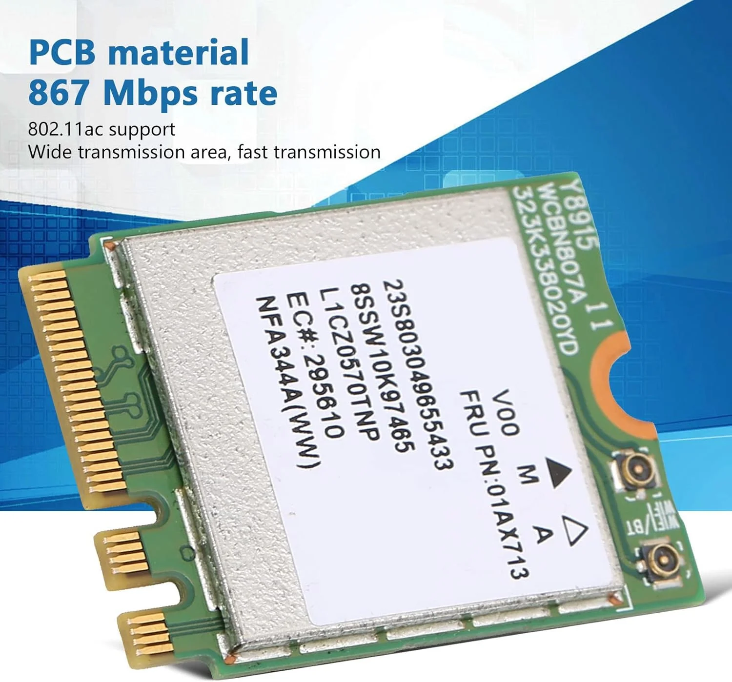 کارت شبکه وایرلس Annadue M.2 مدل NFA344A با سرعت 867 مگابیت بر ثانیه، آداپتور کارت شبکه بلوتوث M.2 FRU 01AX713 برای سری ThinkPad 710S E470 E475 E570 E575 V310 YOGA-710 720 910