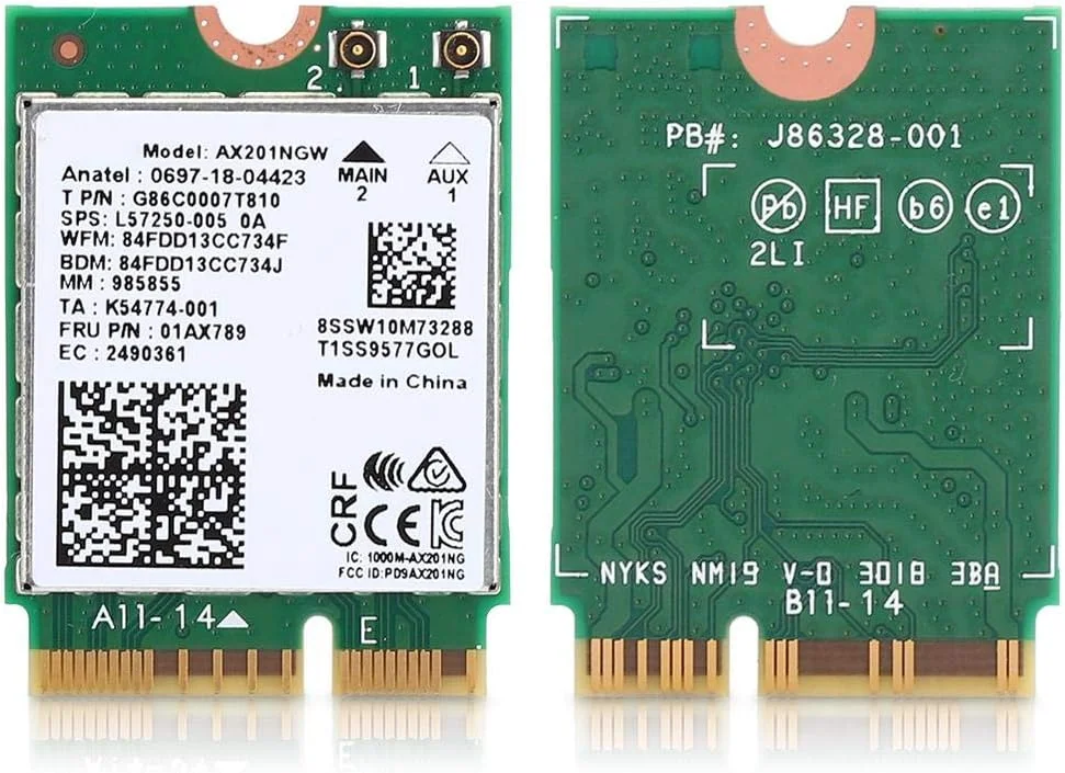 کارت شبکه وای فای ASHATA، کارت شبکه AX201NGW WIFI 6 گیگابیتی 2400M M.2.CNVio2 با رابط بلوتوث 5.0، کارت بلوتوث Wlan فقط برای 10 x 64 بیتی کارت شبکه وای فای ASHATA، کارت شبکه AX201NGW WIFI 6 گیگابیتی 2400M M.2.CNVio2 با رابط بلوتوث 5.0، کارت بلوتوث Wlan فقط برای 10 x 64 بیتی