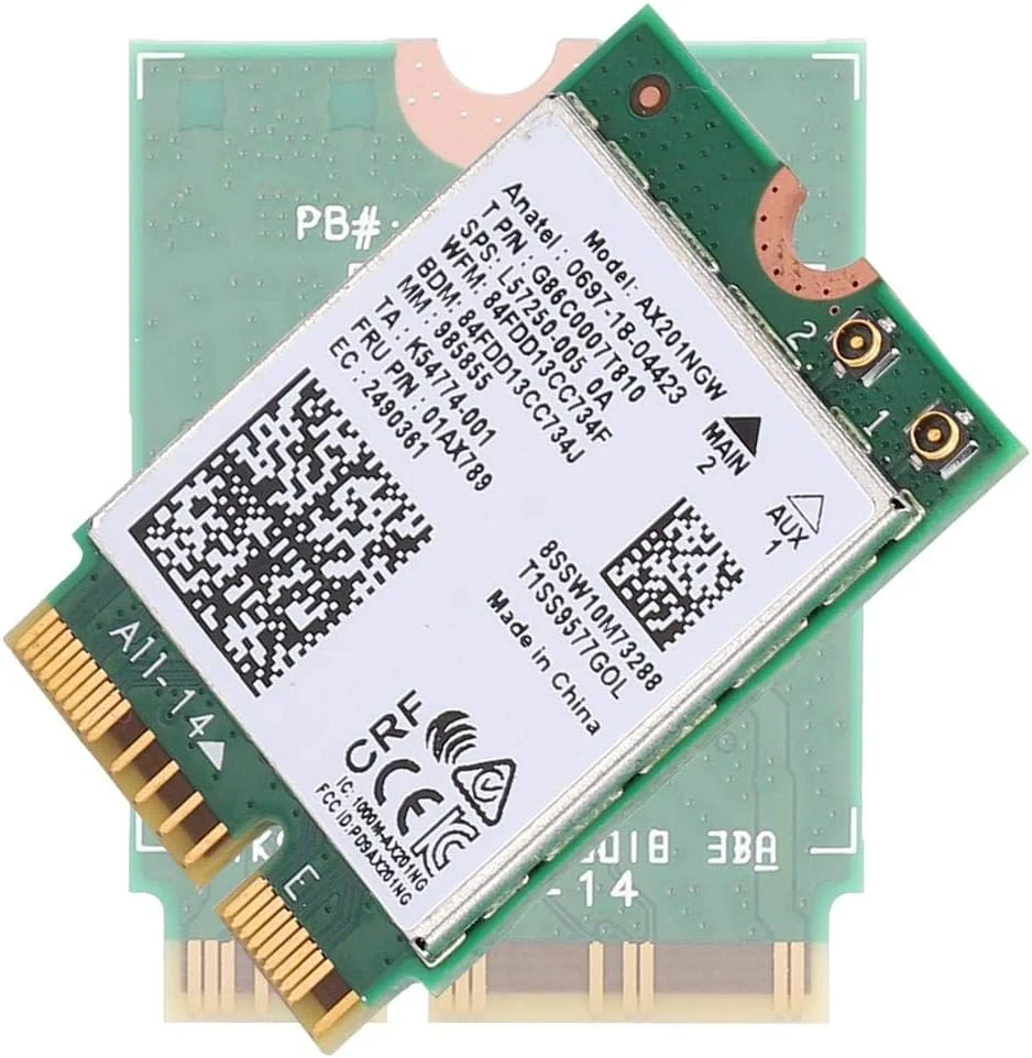 کارت شبکه وای فای ASHATA، کارت شبکه AX201NGW WIFI 6 گیگابیتی 2400M M.2.CNVio2 با رابط بلوتوث 5.0، کارت بلوتوث Wlan فقط برای 10 x 64 بیتی کارت شبکه وای فای ASHATA، کارت شبکه AX201NGW WIFI 6 گیگابیتی 2400M M.2.CNVio2 با رابط بلوتوث 5.0، کارت بلوتوث Wlan فقط برای 10 x 64 بیتی