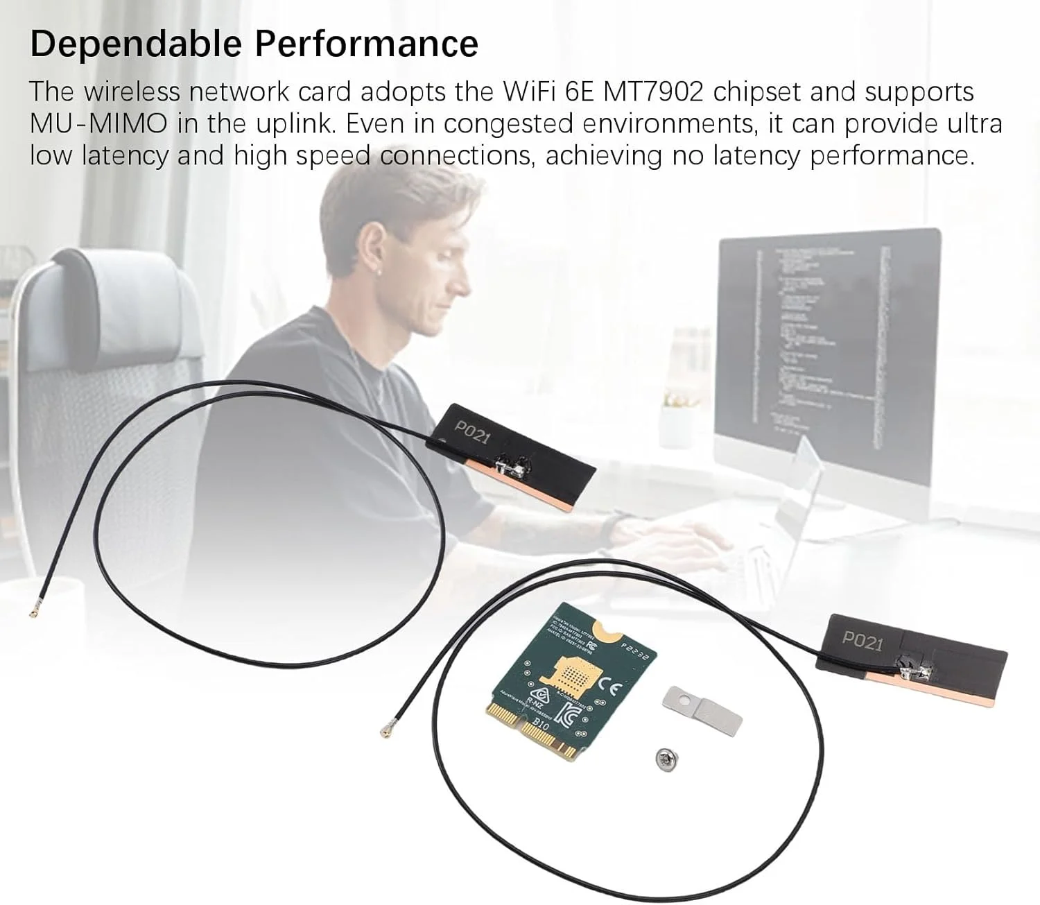 کارت شبکه بی سیم ASHATA WiFi 6E، توسعه به سه باند 6GHz/5GHz/2.4GHz M.2 NGFF بی سیم بلوتوث 5.2، کارت شبکه بی سیم لپ تاپ 4200 مگابیت در ثانیه با آنتن دوتایی 8dBi، آداپتور شبکه برای لپ تاپ کارت شبکه بی سیم ASHATA WiFi 6E، توسعه به سه باند 6GHz/5GHz/2.4GHz M.2 NGFF بی سیم بلوتوث 5.2، کارت شبکه بی سیم لپ تاپ 4200 مگابیت در ثانیه با آنتن دوتایی 8dBi، آداپتور شبکه برای لپ تاپ