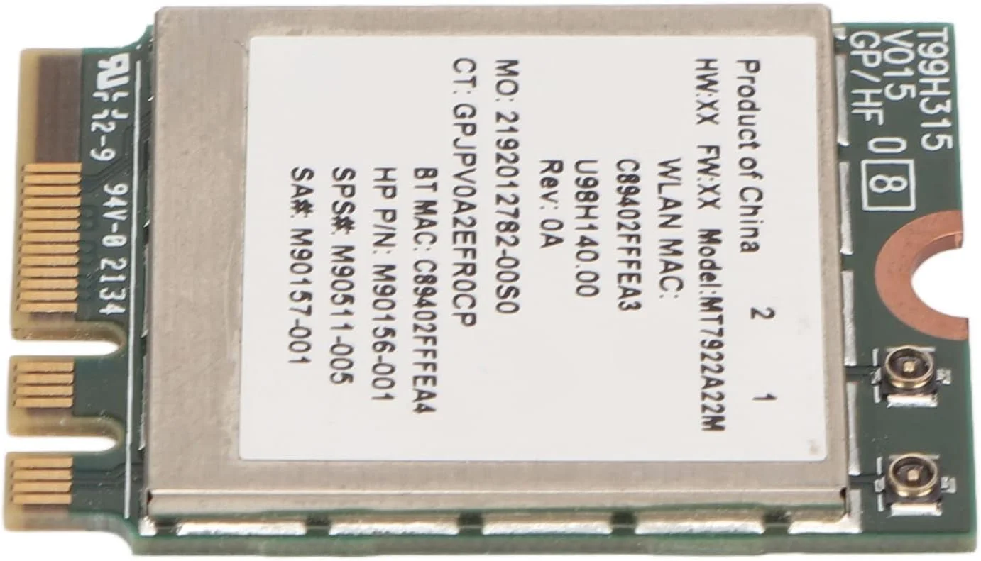 کارت شبکه بی سیم WiFi 6E مدل Asixxsix، سرعت بالا 2400 مگابیت بر ثانیه، دو بانده 2.4G 5G 802.11ax M.2 NGFF با بلوتوث 5.2، برای لپ تاپ PC، پشتیبانی از windowss 10 11 64bit