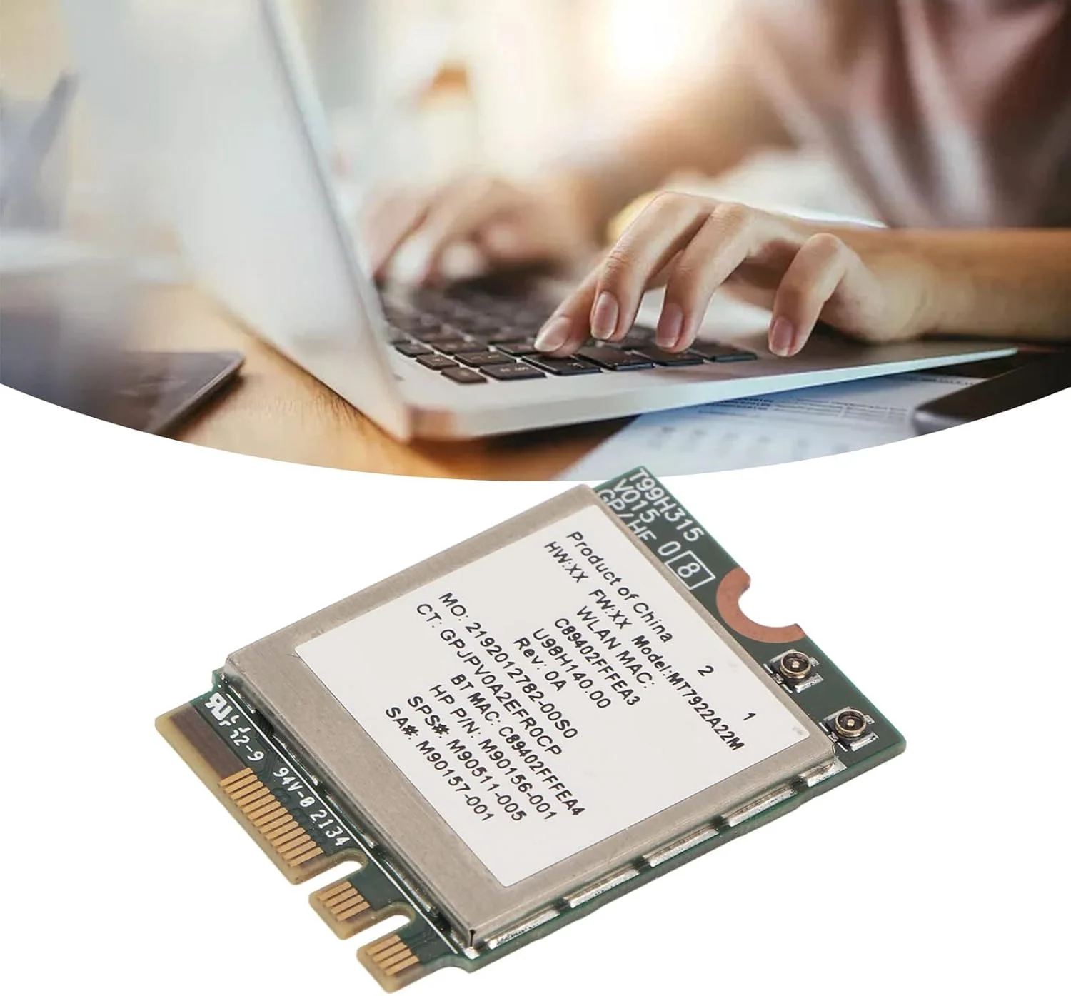 کارت شبکه بی سیم WiFi 6E مدل Asixxsix، سرعت بالا 2400 مگابیت بر ثانیه، دو بانده 2.4G 5G 802.11ax M.2 NGFF با بلوتوث 5.2، برای لپ تاپ PC، پشتیبانی از windowss 10 11 64bit