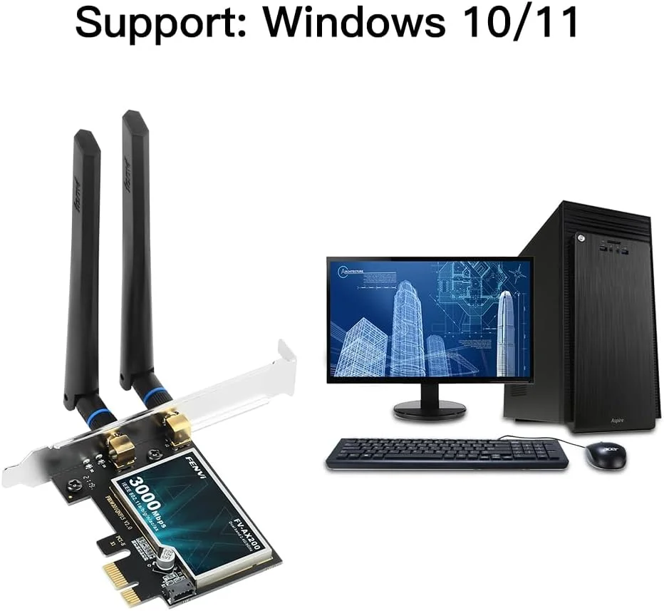 آداپتور وایرلس دسکتاپ PCI-E وای فای 6 AX200 AX200NGW، دوال باند BT5.2، سرعت 3000 مگابیت بر ثانیه، کارت شبکه PCIe وای فای 802.11ax برای روتر AX ax11000 MU-MIMO، سرعت گیگابیتی، گیمینگ ویدئویی 4K و 8K برای کامپیوتر و ویندوز 10 و 11 نسخه 64 بیتی آداپتور وایرلس دسکتاپ PCI-E وای فای 6 AX200 AX200NGW، دوال باند BT5.2، سرعت 3000 مگابیت بر ثانیه، کارت شبکه PCIe وای فای 802.11ax برای روتر AX ax11000 MU-MIMO، سرعت گیگابیتی، گیمینگ ویدئویی 4K و 8K برای کامپیوتر و ویندوز 10 و 11 نسخه 64 بیتی