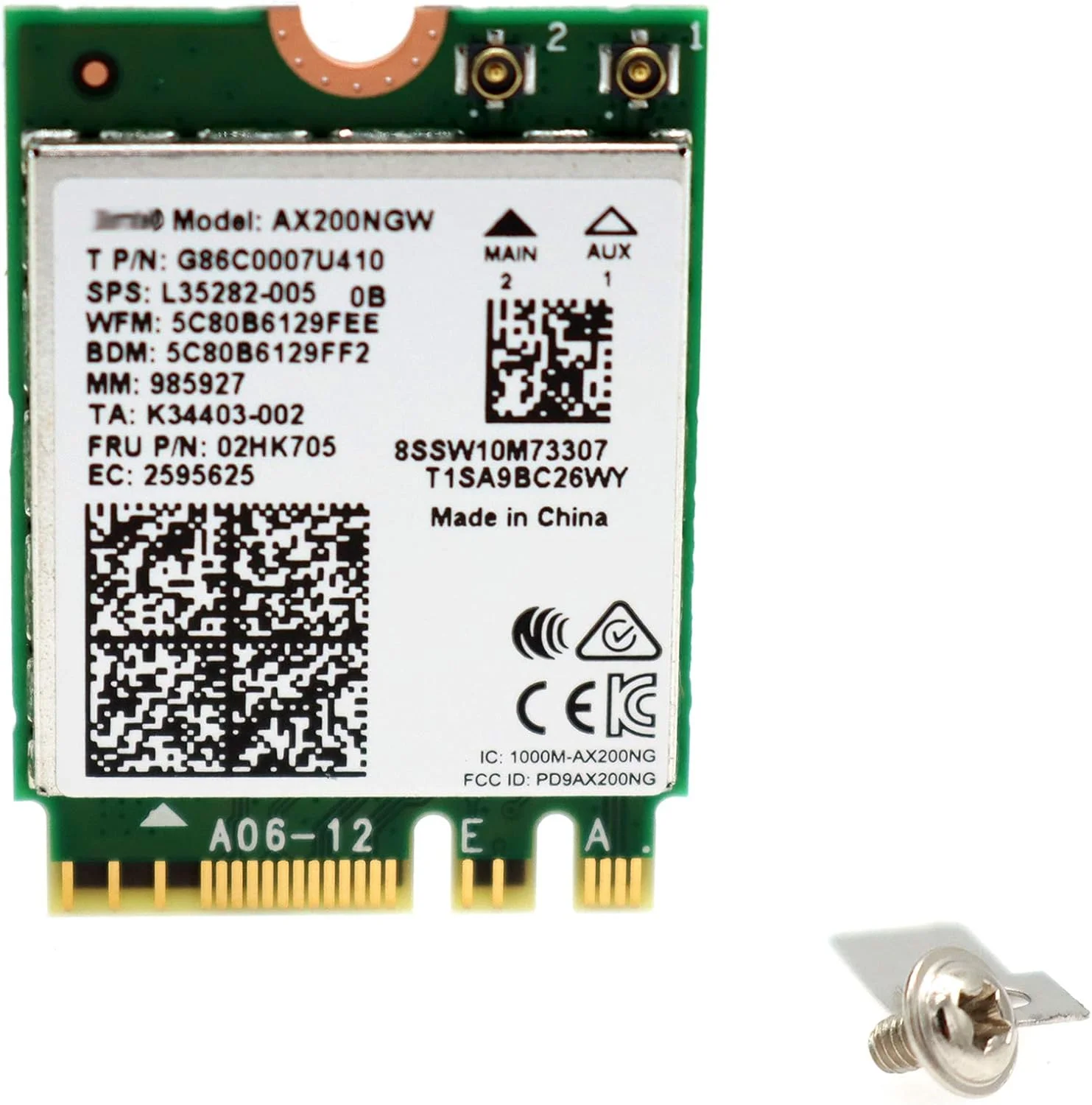 آداپتور وایرلس دوال باند AX200NGW Wi-Fi 6 802.11AX 2.4Gbps MU-MiMO M.2 NGFF با بلوتوث 5.0 برای ماژول کارت WLAN اینتل AX200 ویندوز 10 64 بیتی