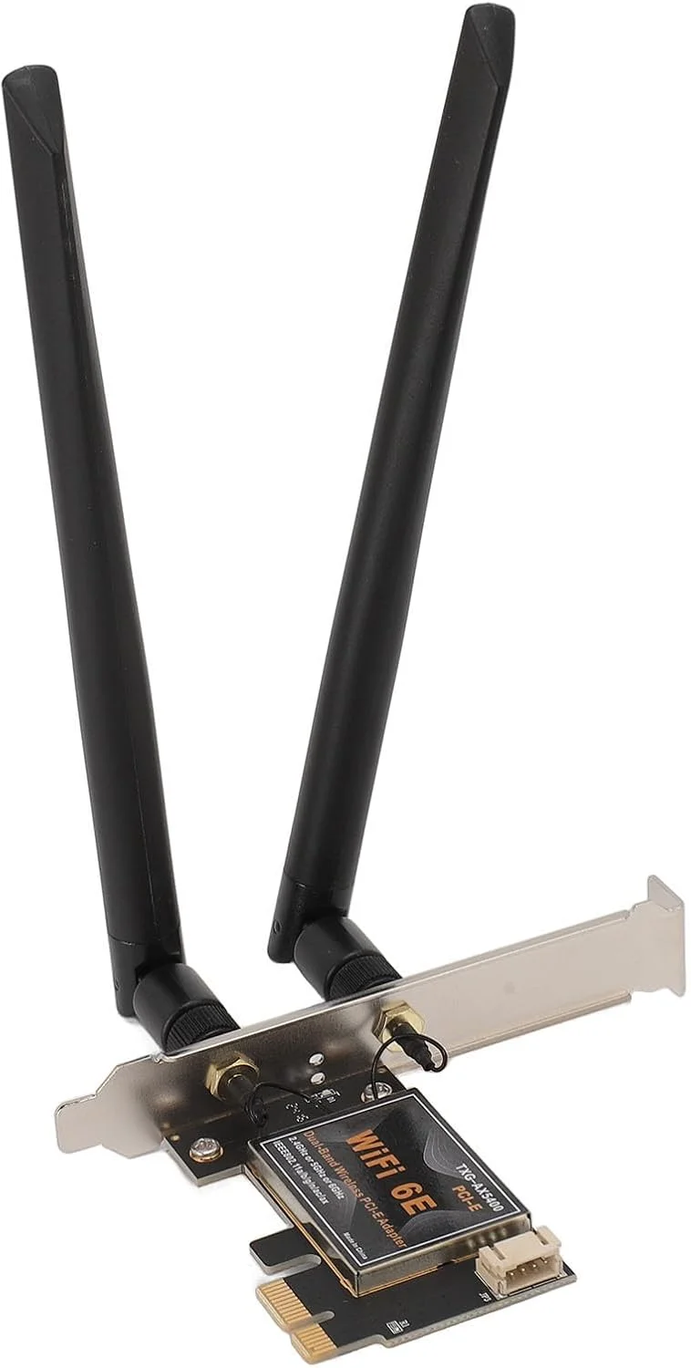 کارت شبکه وای فای 6E PCIe Bewinner، سرعت تا 2400 مگابیت بر ثانیه، بلوتوث 5.2، آداپتور بی سیم دو بانده با آنتن دوگانه 8DB، آداپتور شبکه بی سیم برای 10 و 11 (پایه)