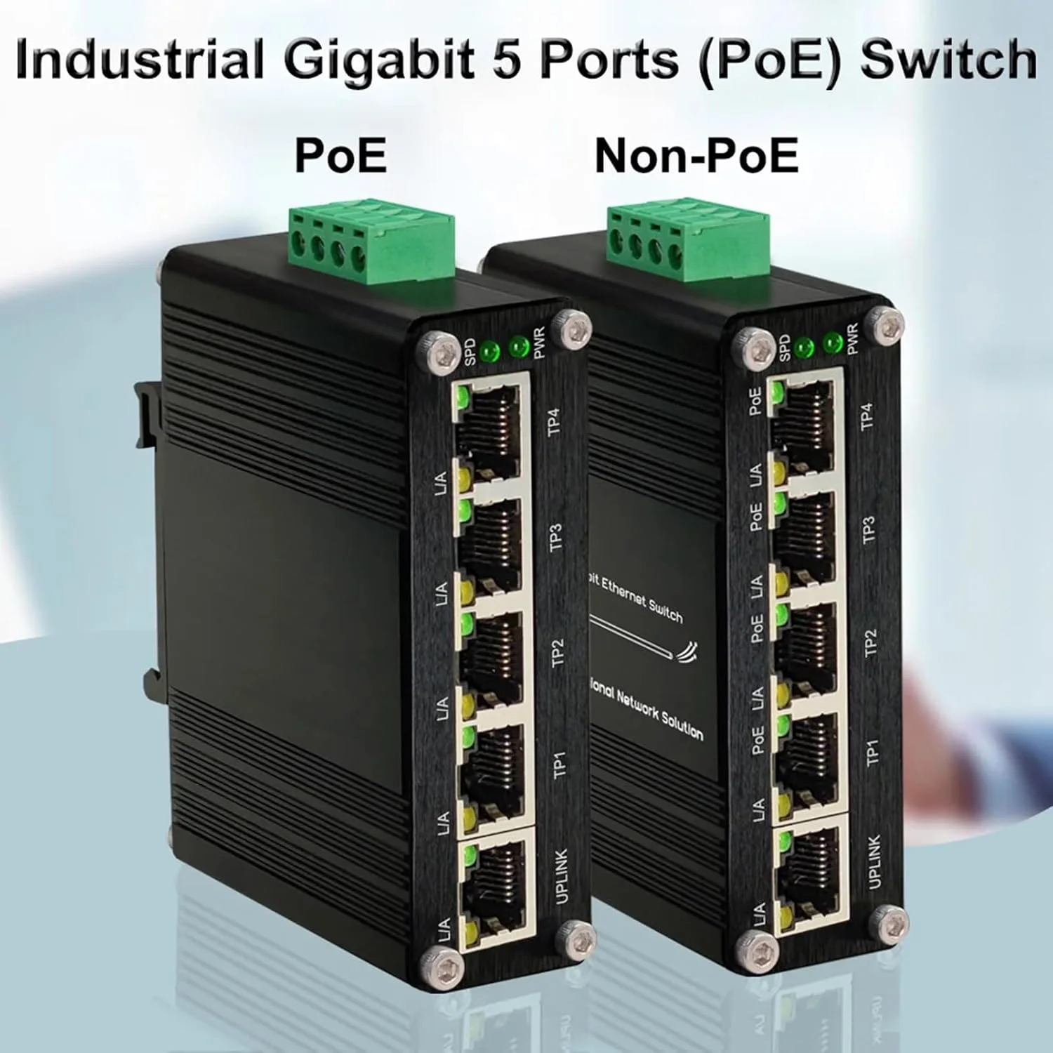 سوئیچ اترنت صنعتی 5 پورت گیگابیتی 10/100/1000Mbps دیمبو، سوئیچ شبکه مینیاتوری، نصب روی ریل DIN / دیوار، 10Gbps، 12-48V DC، A سوئیچ اترنت صنعتی 5 پورت گیگابیتی 10/100/1000Mbps دیمبو، سوئیچ شبکه مینیاتوری، نصب روی ریل DIN / دیوار، 10Gbps، 12-48V DC، A