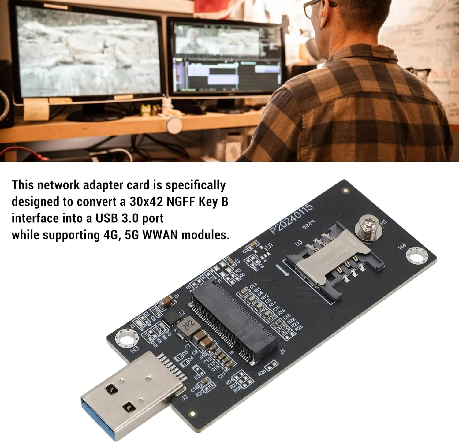 آداپتور ماژول شبکه اترنت Bewinner 4G 5G WWAN با اسلات سیم کارت M.2 KeyB به USB3.0 برای سیستم عامل های ویندوز، و سیستم عامل X (4 آنتن) آداپتور ماژول شبکه اترنت Bewinner 4G 5G WWAN با اسلات سیم کارت M.2 KeyB به USB3.0 برای سیستم عامل های ویندوز، و سیستم عامل X (4 آنتن)