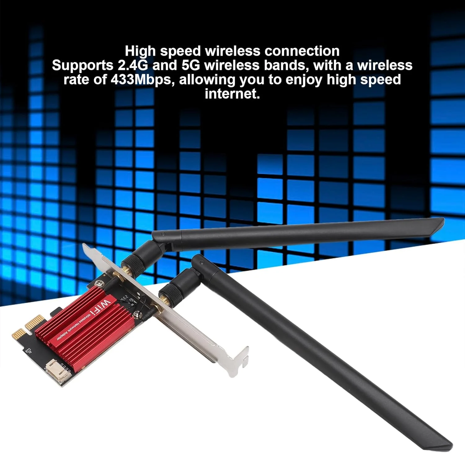 آداپتور وای فای بی سیم Bewinner برای کامپیوتر، آداپتور شبکه بی سیم دسکتاپ 433 مگابیت بر ثانیه، کارت شبکه بی سیم PCIE دو باند وای فای 2.4G 5G بلوتوث 4.2 برای کامپیوتر آداپتور وای فای بی سیم Bewinner برای کامپیوتر، آداپتور شبکه بی سیم دسکتاپ 433 مگابیت بر ثانیه، کارت شبکه بی سیم PCIE دو باند وای فای 2.4G 5G بلوتوث 4.2 برای کامپیوتر