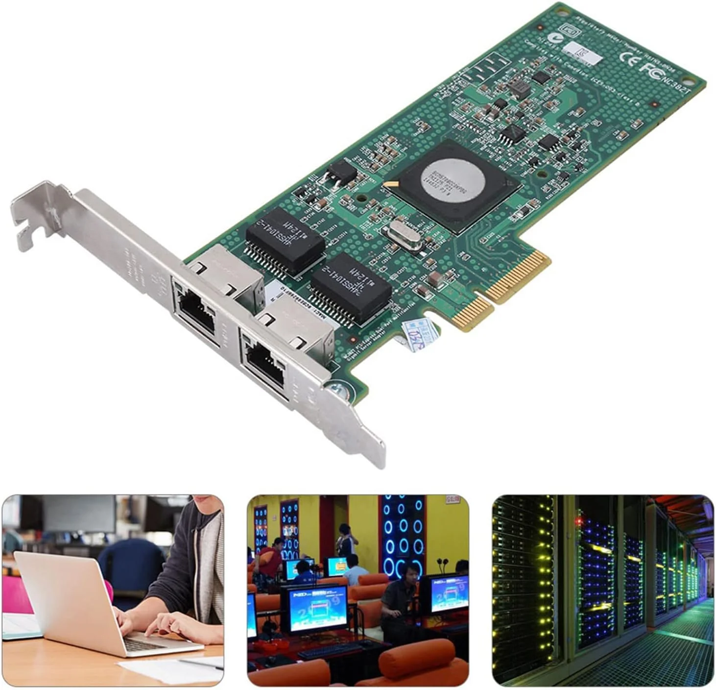 کارت شبکه PCIE برای Broadcom BCM5709 1000Mbps آداپتور اترنت دو پورت سرور PCI-E، کارت اترنت PCIE پشتیبانی از سیستم ها برای ویندوز 7، 8، 10، لینوکس و غیره.