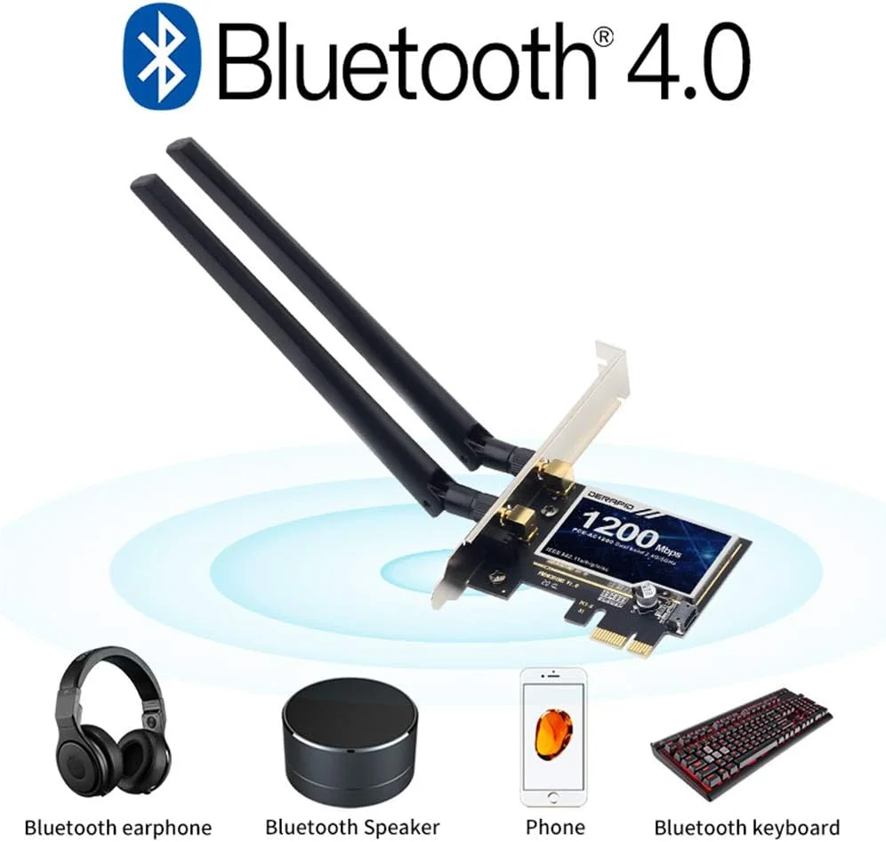 آداپتور PCI-E وایرلس CLX 1200Mbps 802.11Ac بلوتوث 4.0 کارت وای فای WLAN 2.4G/5Ghz آداپتور PCI اکسپرس وای فای رومیزی برای ویندوز 7 8 10