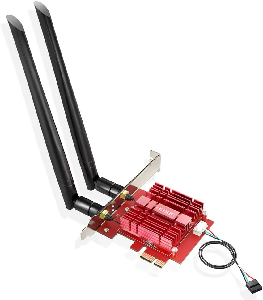 کارت شبکه بی سیم دو بانده گیمینگ CLX PCI-E 3000Mbps Wifi6 AX200 اینتل AX200 + بلوتوث 5.0 EDUP