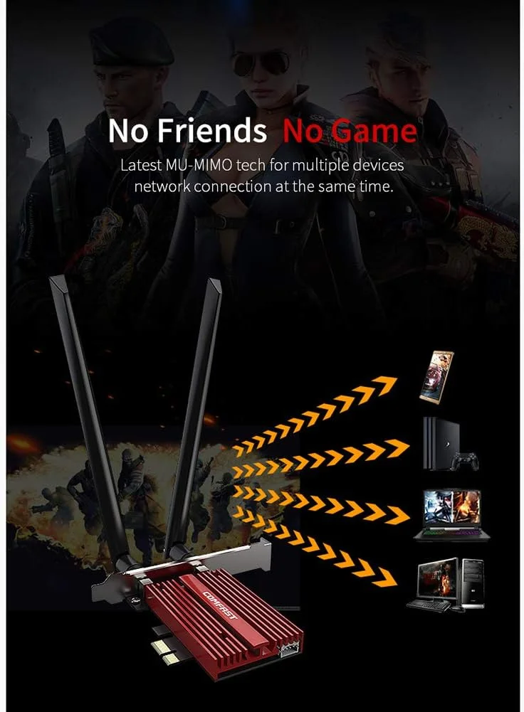 کارت شبکه PCI-E وای فای دو بانده 2.4/5 گیگاهرتز بلوتوث 4.2 با سرعت 1200 مگابیت بر ثانیه برای کامپیوتر رومیزی مدل CF-WP1200PRO به همراه 2 آنتن 6dBi کارت شبکه PCI-E وای فای دو بانده 2.4/5 گیگاهرتز بلوتوث 4.2 با سرعت 1200 مگابیت بر ثانیه برای کامپیوتر رومیزی مدل CF-WP1200PRO به همراه 2 آنتن 6dBi