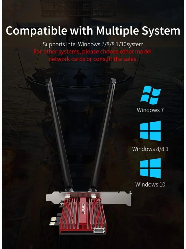 کارت شبکه PCI-E وای فای دو بانده 2.4/5 گیگاهرتز بلوتوث 4.2 با سرعت 1200 مگابیت بر ثانیه برای کامپیوتر رومیزی مدل CF-WP1200PRO به همراه 2 آنتن 6dBi کارت شبکه PCI-E وای فای دو بانده 2.4/5 گیگاهرتز بلوتوث 4.2 با سرعت 1200 مگابیت بر ثانیه برای کامپیوتر رومیزی مدل CF-WP1200PRO به همراه 2 آنتن 6dBi