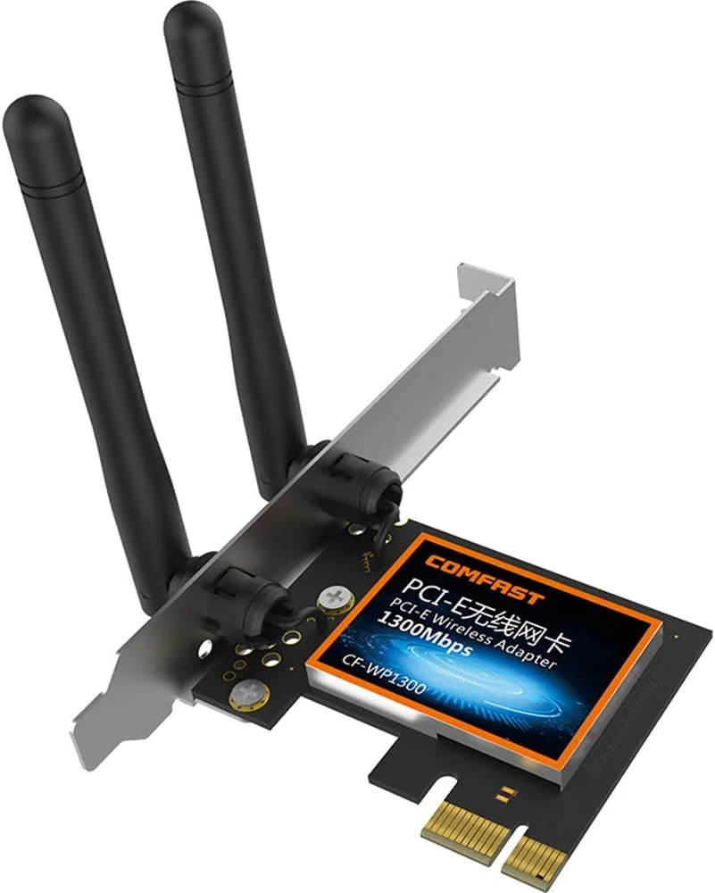 آداپتور PCI Express وایرلس دو بانده CLX AC1300 Archer با 2 آنتن، کارت رابط شبکه Pcie برای کامپیوتر رومیزی، دارای براکت Low-Profile، سازگار با Windows 7/8/10