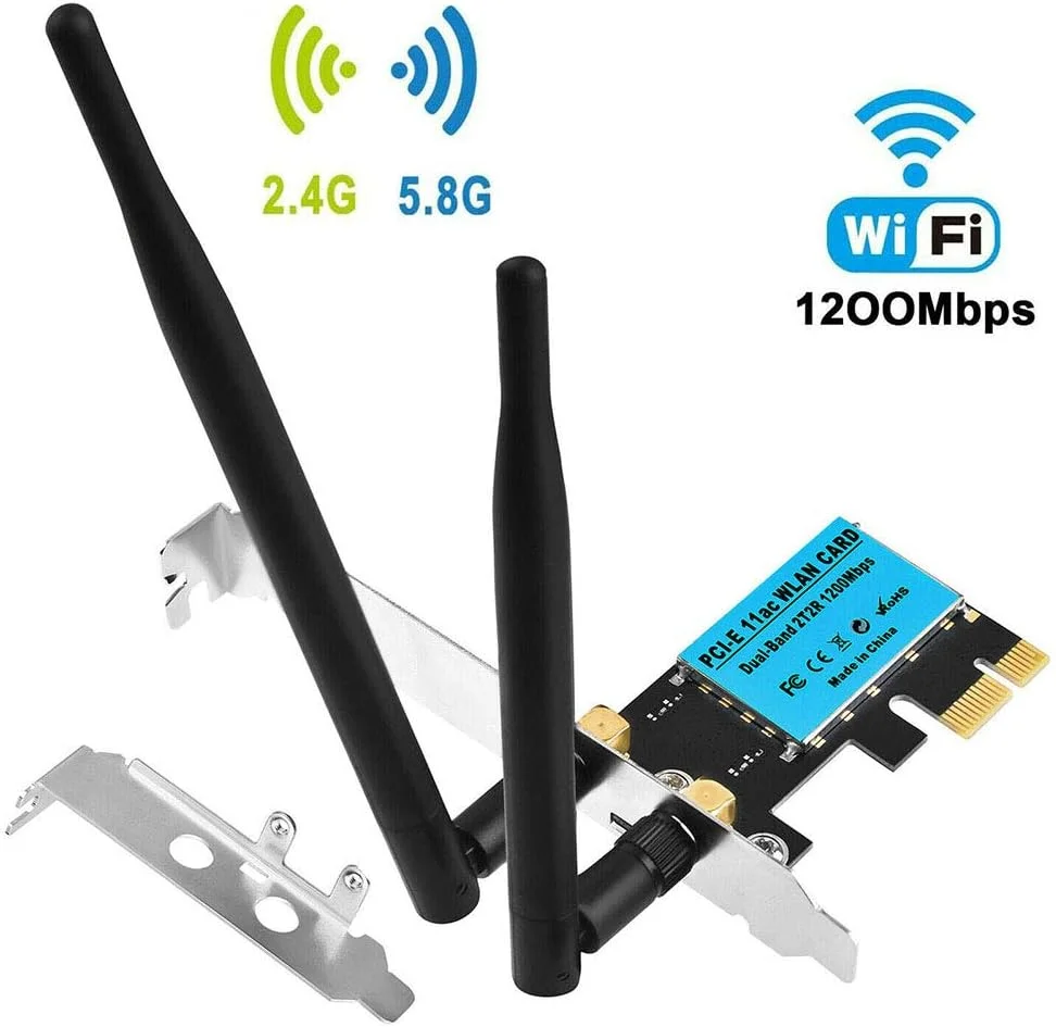 کارت شبکه بی سیم CLX PCIE-1200M آداپتور دو فرکانسی کارت شبکه بی سیم دسکتاپ آنتن برای کارت شبکه کامپیوتر