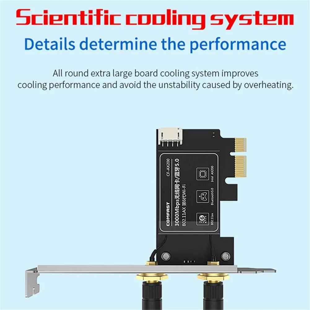 کارت شبکه بی‌سیم CLX AX200، دو بانده بلوتوث 2974Mbps PCI برای کامپیوتر رومیزی بازی Wifi6