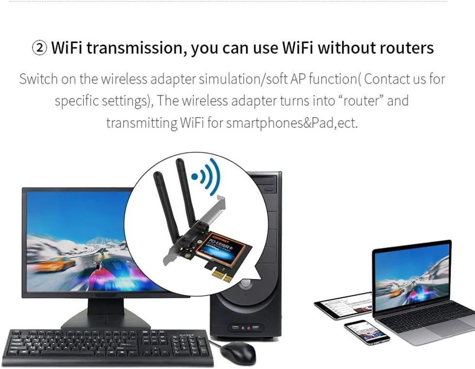 آداپتور PCI Express وایرلس دو بانده CLX AC1300 Archer با 2 آنتن، کارت رابط شبکه Pcie برای کامپیوتر رومیزی، دارای براکت Low-Profile، سازگار با Windows 7/8/10 آداپتور PCI Express وایرلس دو بانده CLX AC1300 Archer با 2 آنتن، کارت رابط شبکه Pcie برای کامپیوتر رومیزی، دارای براکت Low-Profile، سازگار با Windows 7/8/10