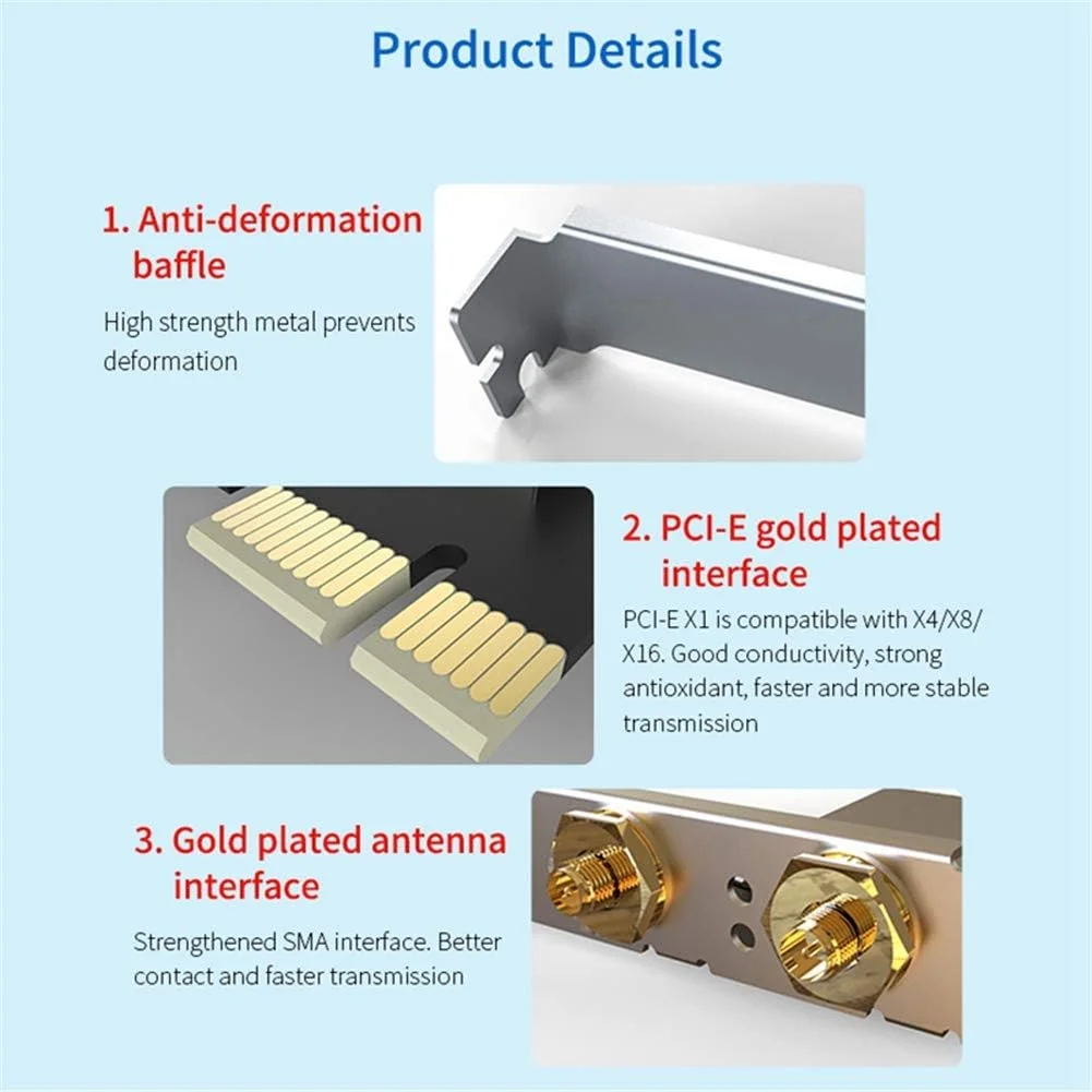 کارت شبکه بی‌سیم CLX AX200، دو بانده بلوتوث 2974Mbps PCI برای کامپیوتر رومیزی بازی Wifi6