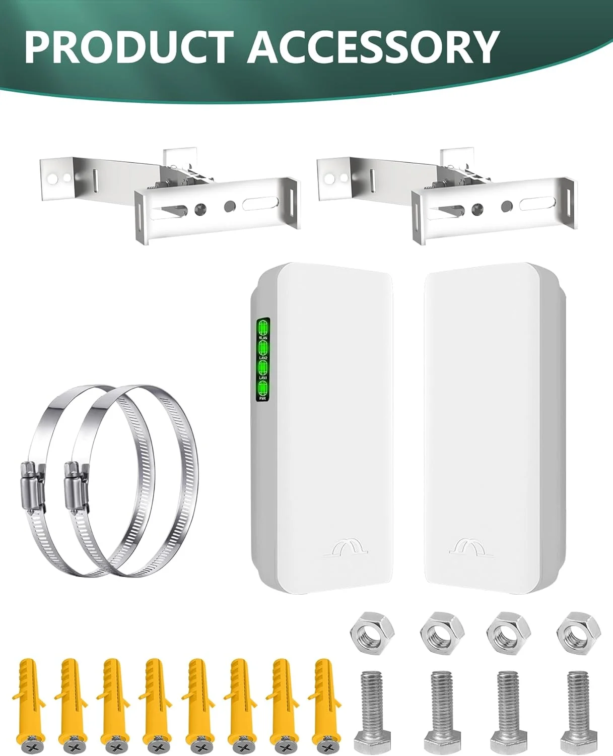 پل بی‌سیم eoqo، نقطه به نقطه بیرونی 5.8 گیگاهرتز PTP/PTMP، شبکه CPE پلاگ اند پلی 300 مگابیت بر ثانیه، توسعه دهنده وای فای برد بلند 2 کیلومتر با آنتن 12DBI با بهره بالا، آداپتور برق POE بریتانیا، 2 عدد کابل اترنت