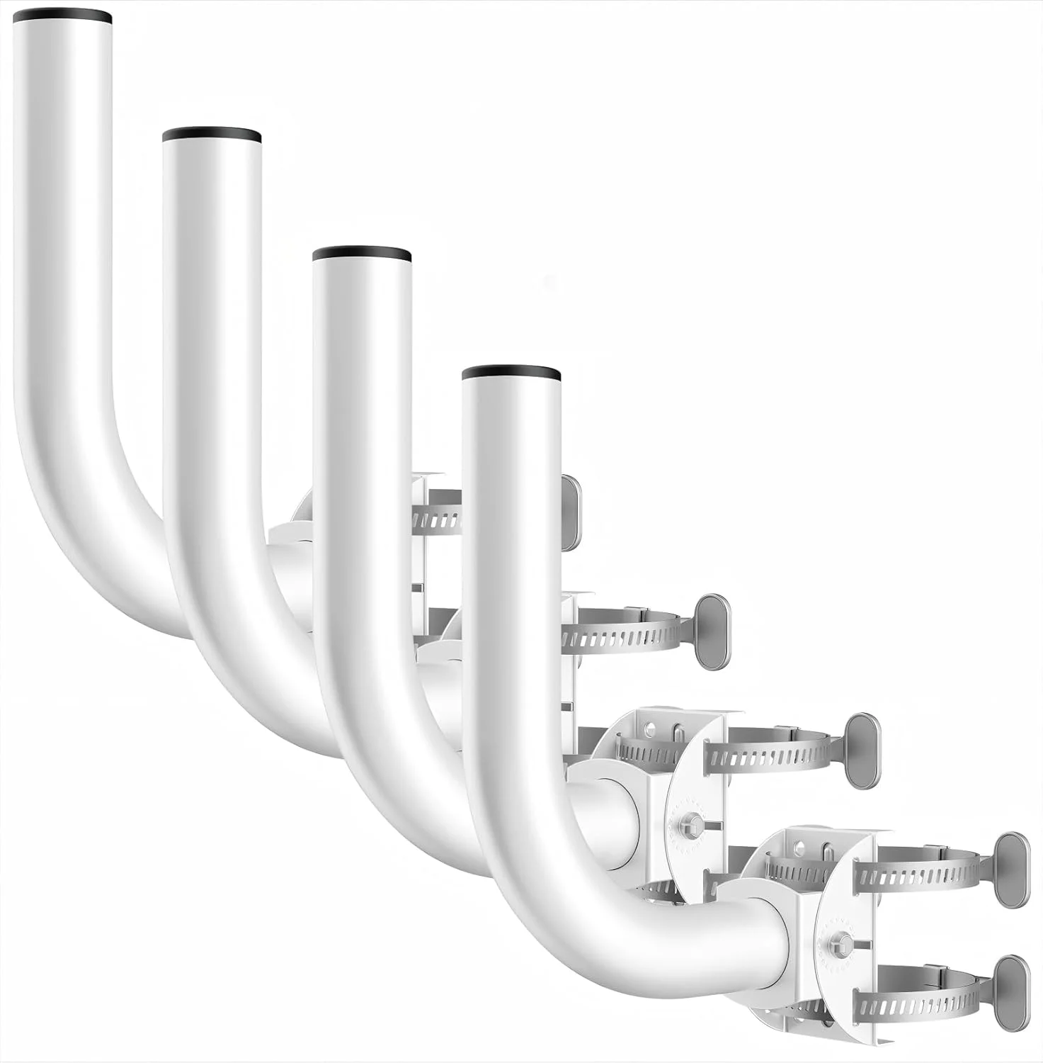 پایه نگهدارنده پل بی‌سیم جهانی، بسته 4 عددی پایه‌های میله‌ای J، پایه قابل تنظیم 180 درجه‌ای برای نصب روی میله و دیوار برای آنتن بیرونی، پایه میله‌ای بیرونی برای نقطه دسترسی AP و CPE