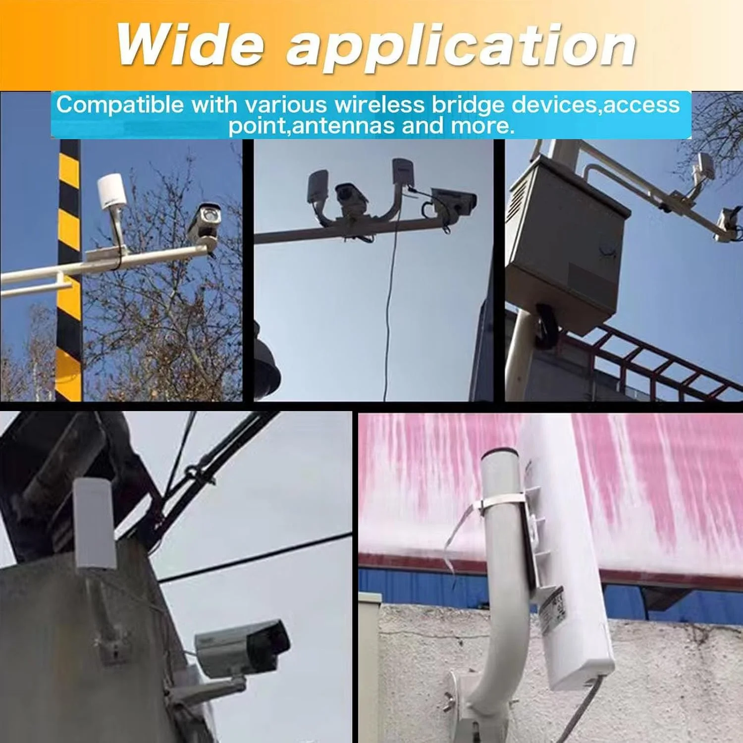 براکت نصب دکل پل بی‌سیم نقطه به نقطه جهانی، پایه J برای آنتن و اکسس پوینت فضای باز، پایه نصب روی دیوار و دکل برای آنتن دسترسی فضای باز Tp-Link و Starlink، بسته 2 عددی