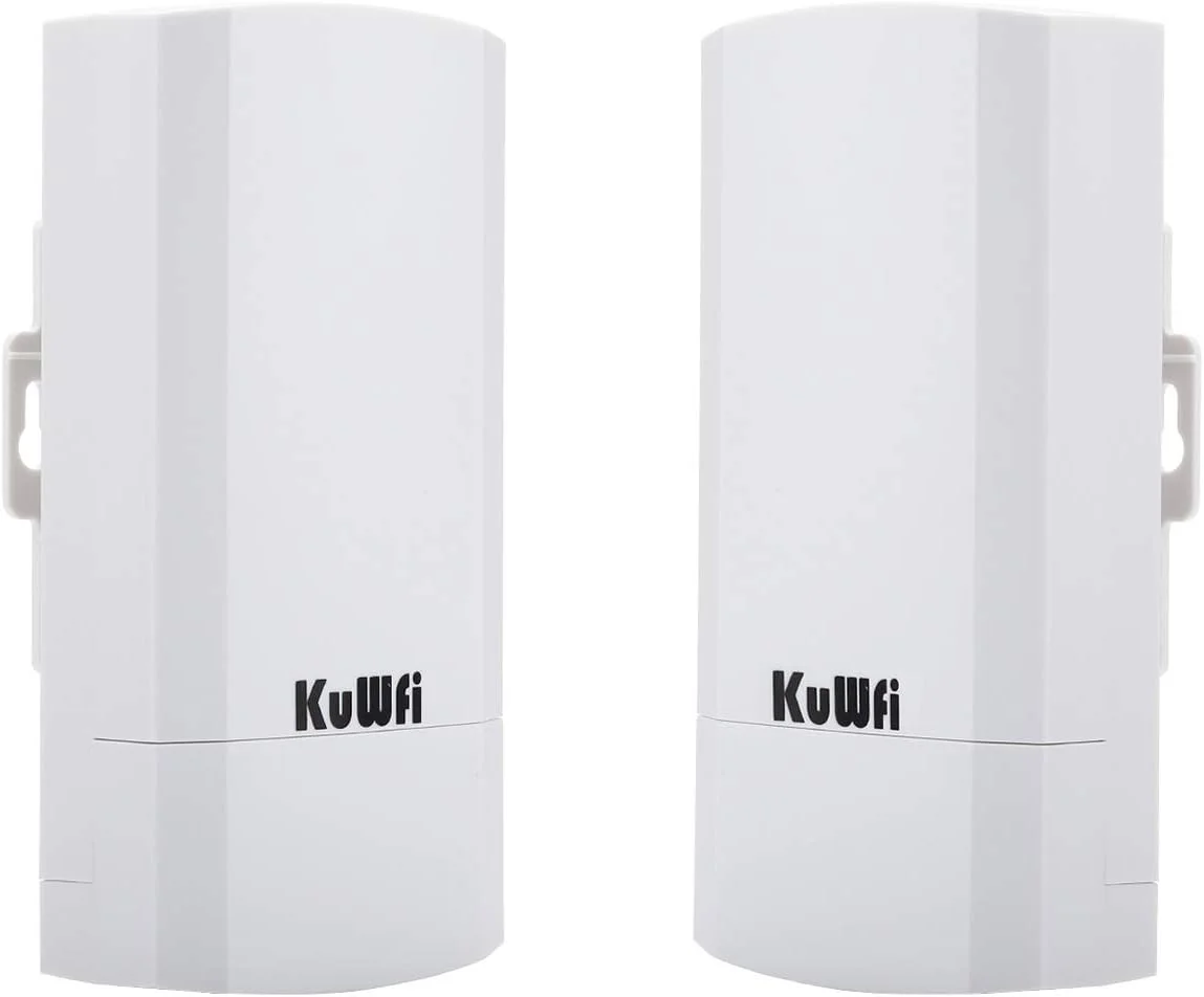 KuWFi Outdoor Wireless Bridge, 2.4G 300Mbps WiFi Access Point Support 1KM Long Range WiFi Extender with 12dBi MIMO High-Gain Antenna for CCTV/Camera