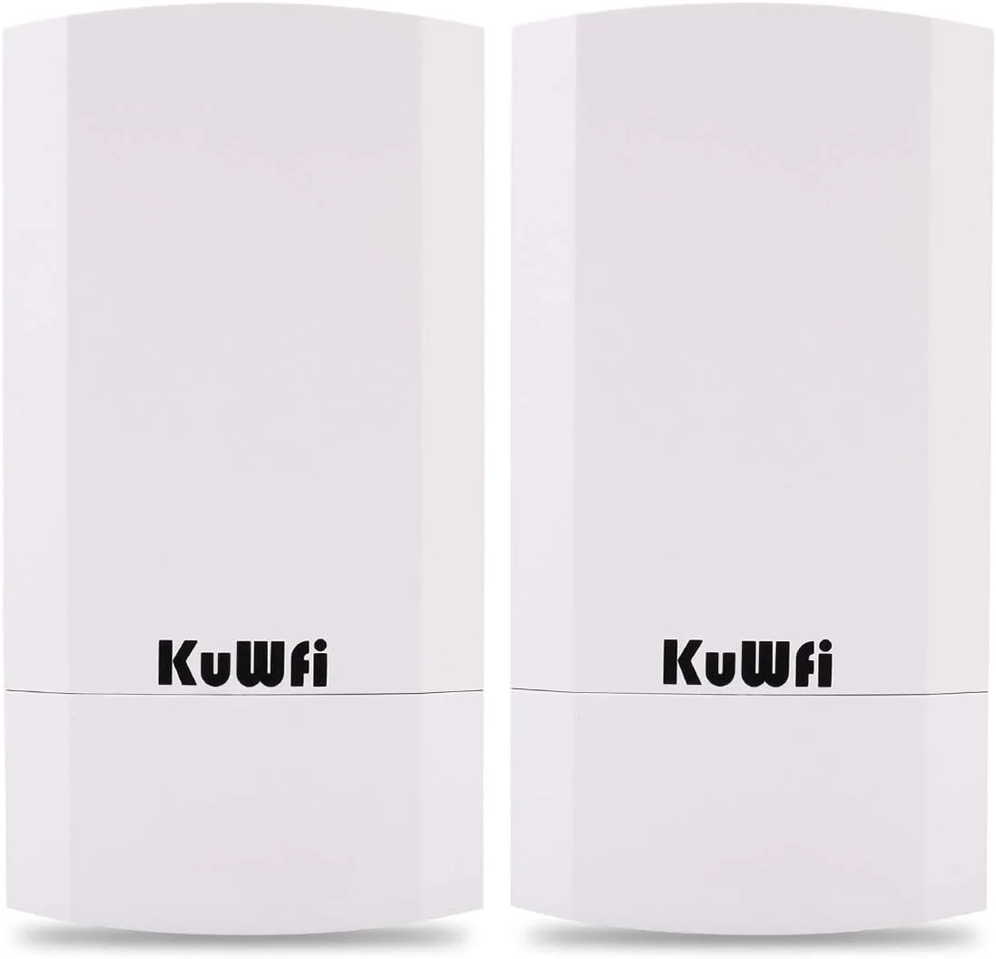 KuWFi Outdoor Wireless Bridge, 2.4G 300Mbps WiFi Access Point Support 1KM Long Range WiFi Extender with 12dBi MIMO High-Gain Antenna for CCTV/Camera