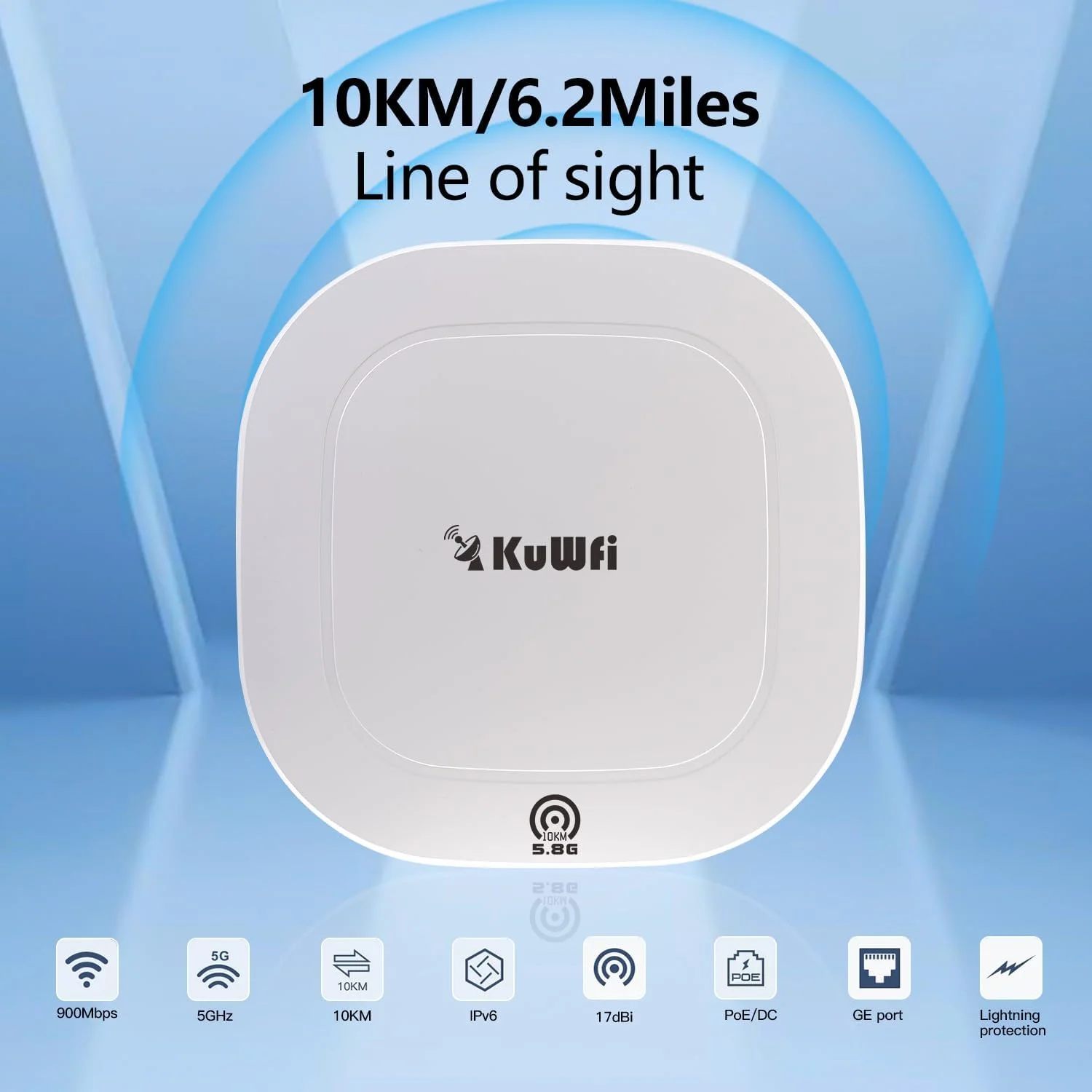 کیت پل وای فای نقطه به نقطه گیگابیتی KuWFi 5.8G، پل بی سیم CPE نقطه به نقطه در فضای باز با برد بلند TDMA 10KM، گسترش وای فای به ساختمان های بیرونی، پشتیبانی از روتر/دوربین استارلینک