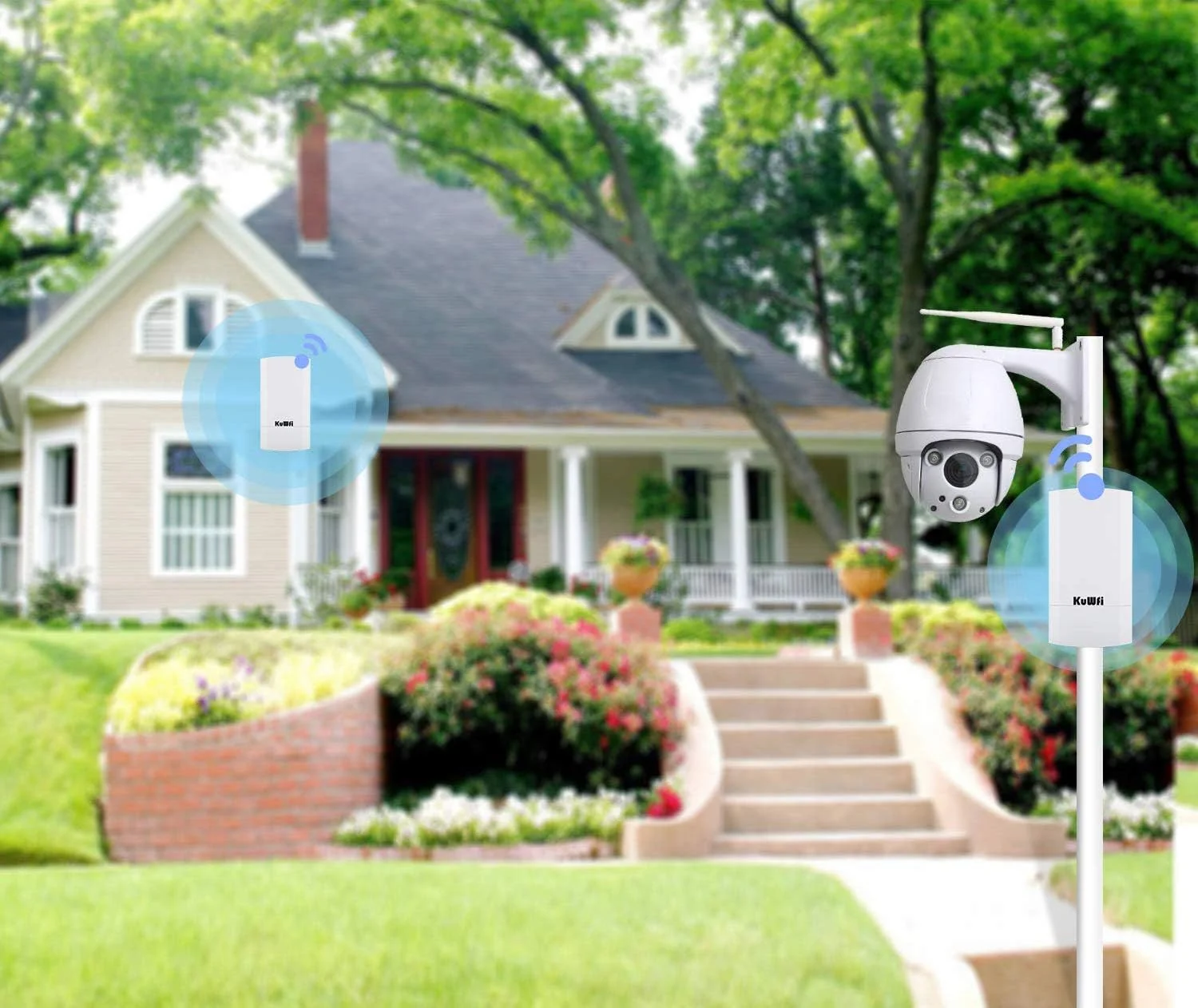 پل وایرلس برد بلند KuWFi نقطه به نقطه، اکسس پوینت 300 مگابیت بر ثانیه 2.4G داخلی/خارجی (از پیش برنامه ریزی شده)