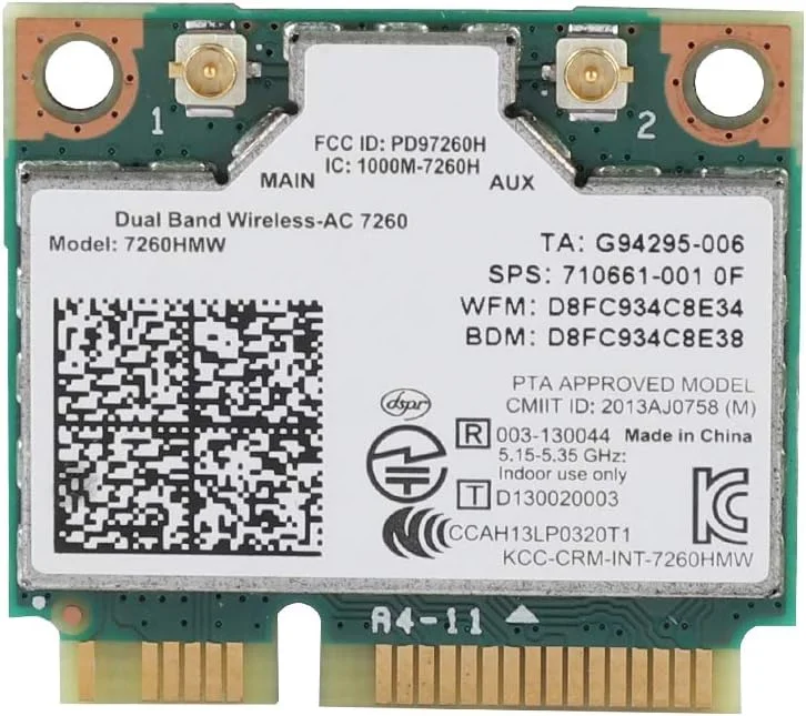 کارت شبکه دو بانده Denash 2.4G+5G، برای کارت وایرلس یونیورسال Intel 7260AC 867M بلوتوث 4.0 WiFi