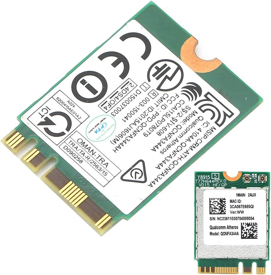 کارت شبکه بی سیم Denash کارت شبکه دو بانده QCNFA344A WiFi با تراشه بلوتوث مدل ماژول بی سیم برای ویندوز کارت شبکه بی سیم Denash کارت شبکه دو بانده QCNFA344A WiFi با تراشه بلوتوث مدل ماژول بی سیم برای ویندوز