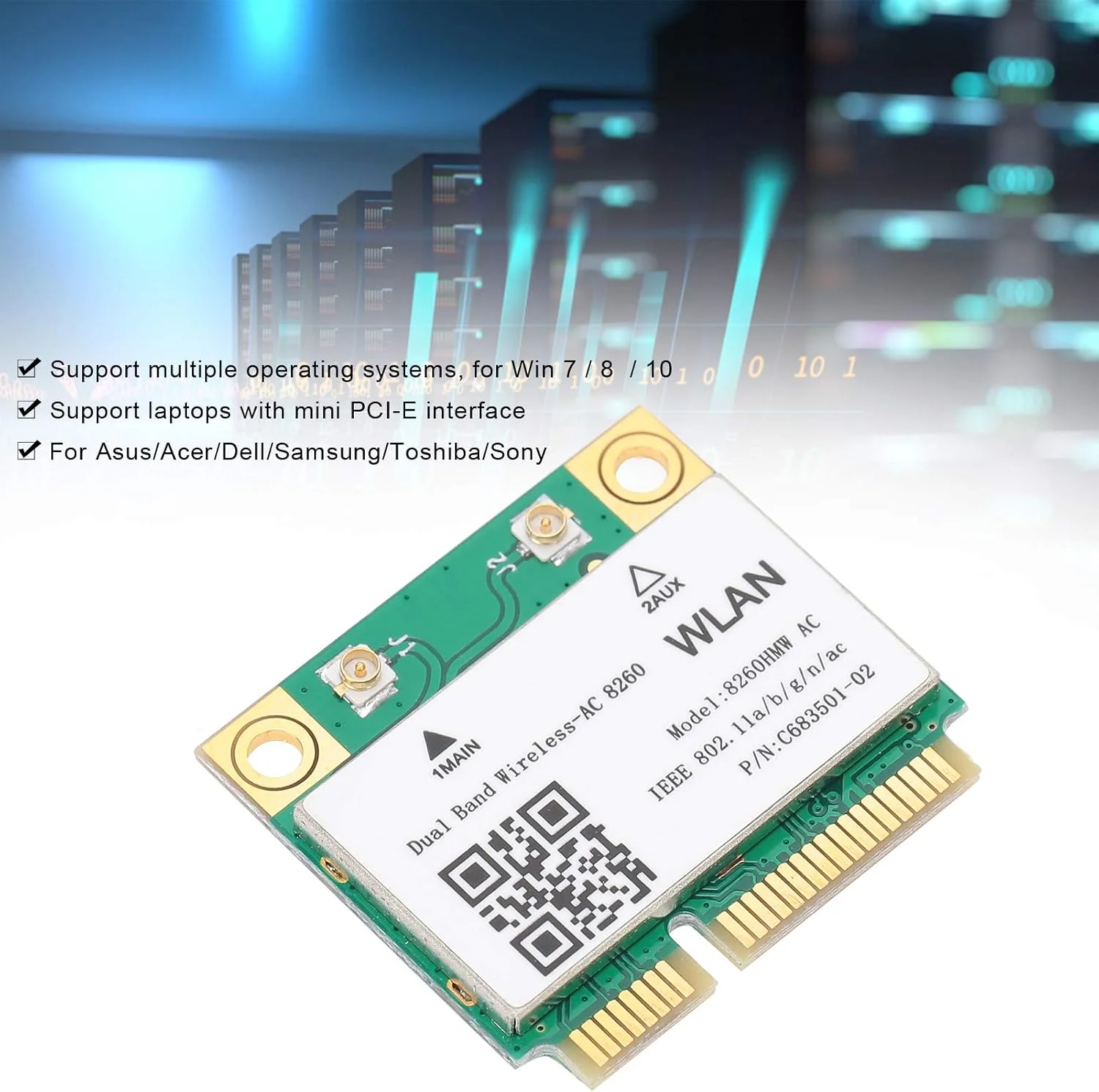 کارت شبکه بلوتوث 4.2 PCIE دیلو، آداپتور شبکه بی سیم دو بانده 802.11ac مدل 8260HMW AC، دستگاه شبکه جهانی دو بانده برای Win7/8/10، لوازم جانبی شبکه کامپیوتر کارت شبکه بلوتوث 4.2 PCIE دیلو، آداپتور شبکه بی سیم دو بانده 802.11ac مدل 8260HMW AC، دستگاه شبکه جهانی دو بانده برای Win7/8/10، لوازم جانبی شبکه کامپیوتر