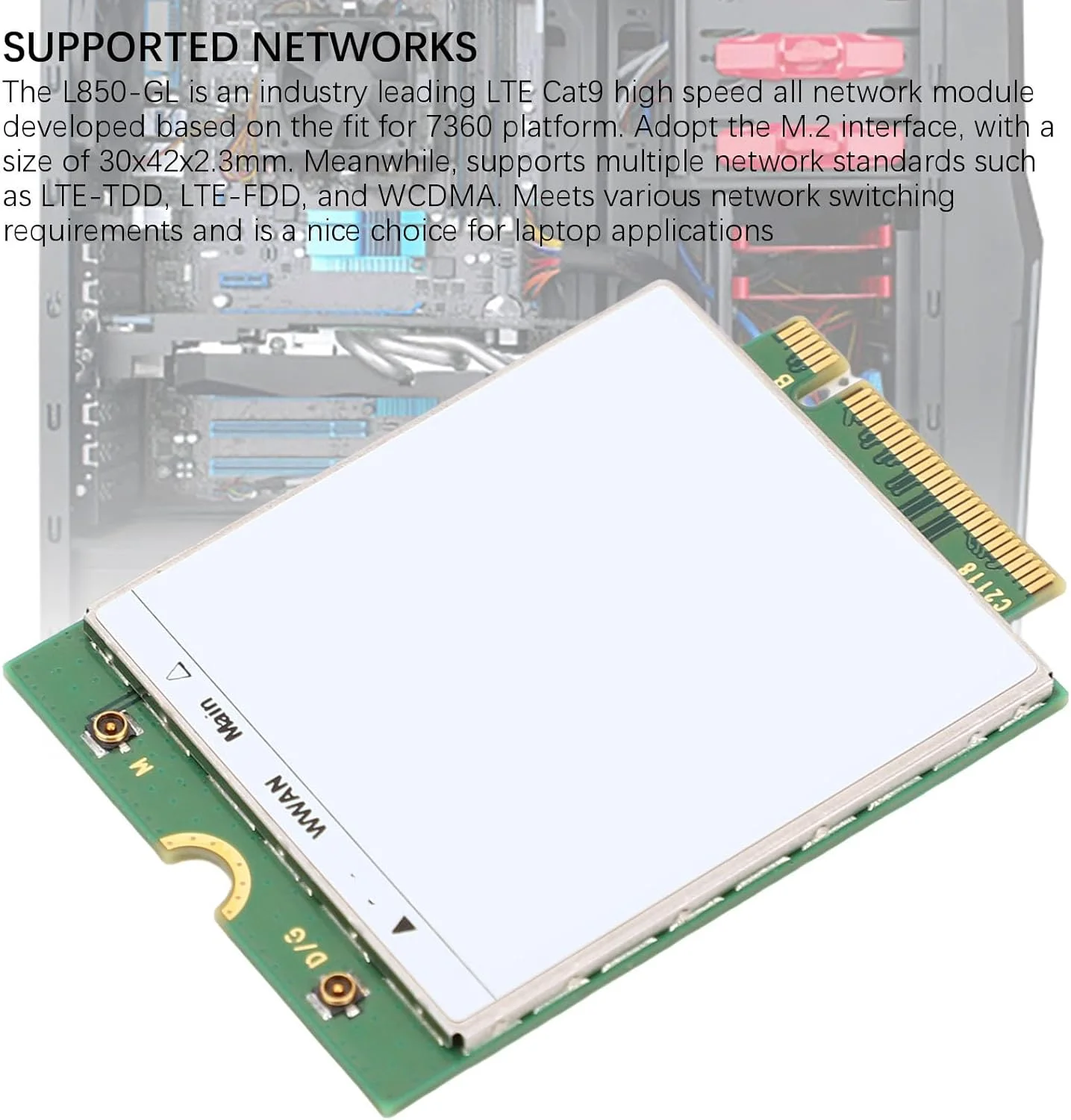 ماژول کارت WWAN 4G LTE Cat 9، اسلات بی‌سیم M.2 B Key USB 3.0 SSD NGFF 4G WWAN برای Latitude 35141 5305192412، توسعه با معماری LTE پرسرعت