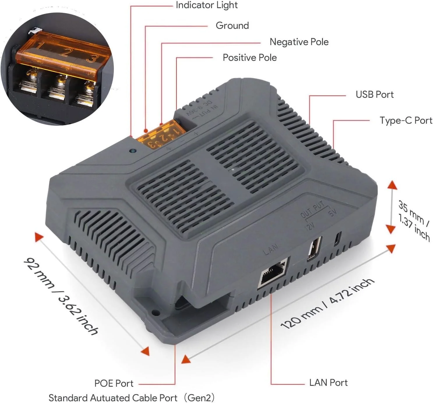 تزریق کننده گیگابیتی PoE با توان 180 واتی Jiawu برای دیش ماهواره نسل 2، گزینه های شارژ متعدد با USB A 12V 3A، مناسب برای دستگاه های برقی، انتقال توان کارآمد تزریق کننده گیگابیتی PoE با توان 180 واتی Jiawu برای دیش ماهواره نسل 2، گزینه های شارژ متعدد با USB A 12V 3A، مناسب برای دستگاه های برقی، انتقال توان کارآمد
