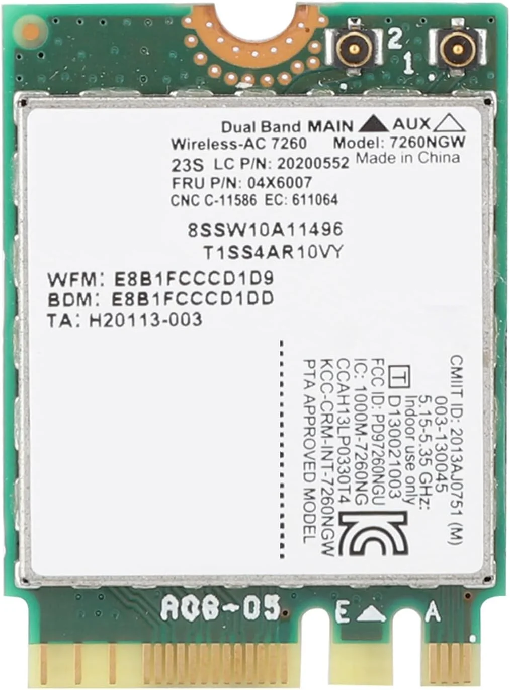 کارت شبکه بی‌سیم دو بانده AC 867Mbps با فرکانس دوگانه LAN مدل 7260 مناسب برای T440 /T440S /T440P /X230S /X240 /X240S /L440 /W540