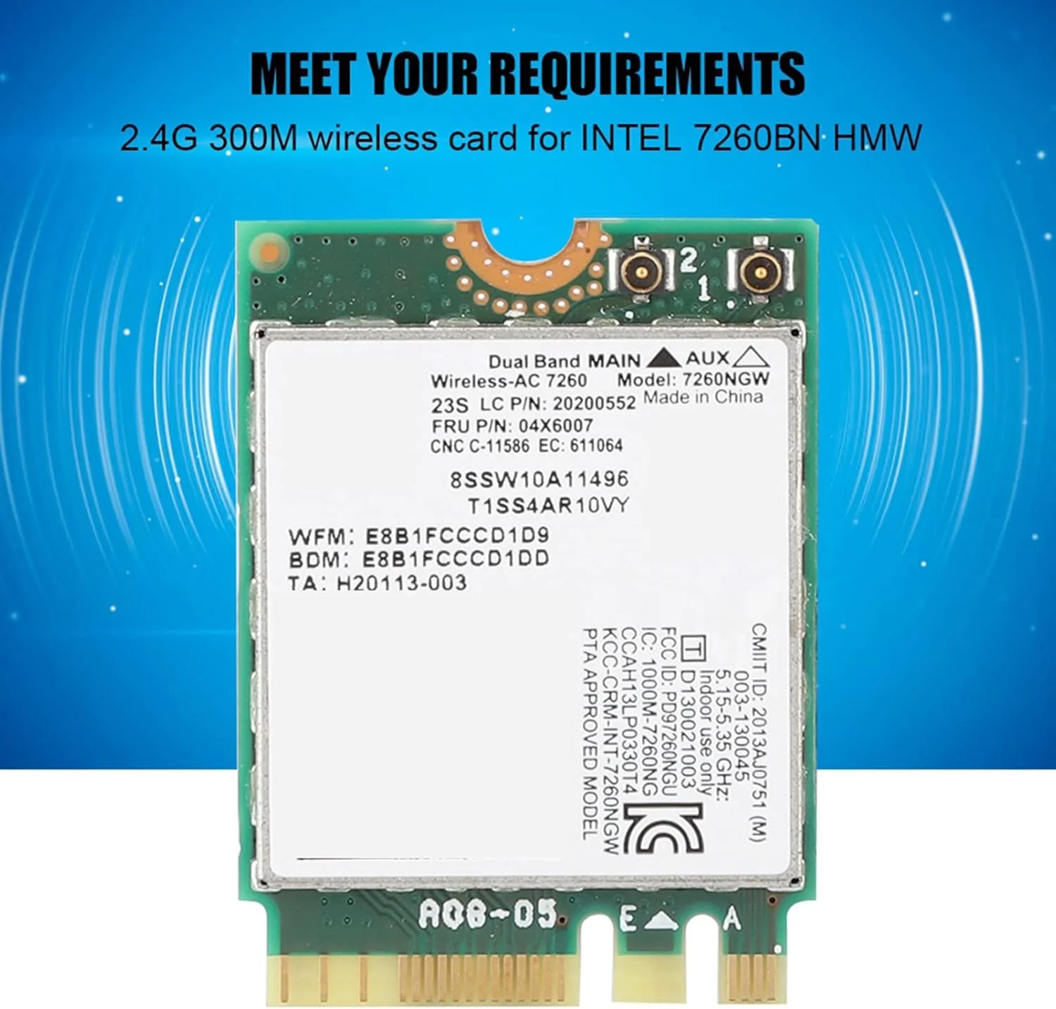 کارت شبکه بی‌سیم دو بانده AC 867Mbps با فرکانس دوگانه LAN مدل 7260 مناسب برای T440 /T440S /T440P /X230S /X240 /X240S /L440 /W540