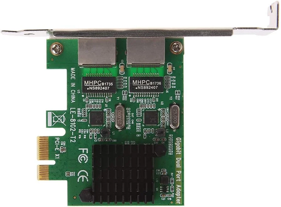 کارت شبکه دو پورت PCI-E X1 گیگابیتی اترنت با سرعت 10/100/1000 مگابیت بر ثانیه، آداپتور لوازم جانبی کامپیوتر و اداری، قطعات و سخت افزار کامپیوتر، شاسی رومیزی کاربردی، کامپیوتر گیمینگ و اداری