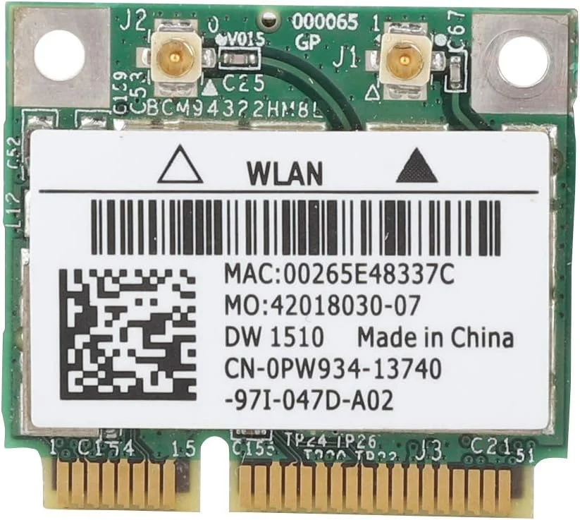 کارت مینی وای‌فای PCI-e الپریکو، BCM94322M8L DW1510 دو بانده 2.4 گیگاهرتز/5 گیگاهرتز + 802.11abtn 300 مگابیت بر ثانیه وای‌فای مینی PCI-E-WLAN برای E4200 E5500