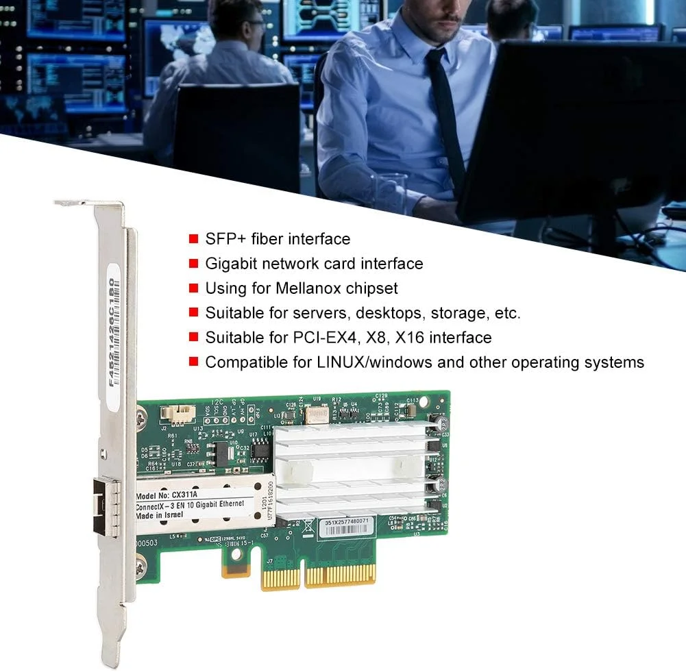 کارت شبکه اترنت 10 گیگابیتی، آداپتور شبکه برای Mellanox CX311A-XCAT، کارت شبکه PCI-E تک پورت SFP+ 10G برای سرورها، رایانه های رومیزی، آداپتور ذخیره سازی کارت شبکه اترنت 10 گیگابیتی، آداپتور شبکه برای Mellanox CX311A-XCAT، کارت شبکه PCI-E تک پورت SFP+ 10G برای سرورها، رایانه های رومیزی، آداپتور ذخیره سازی