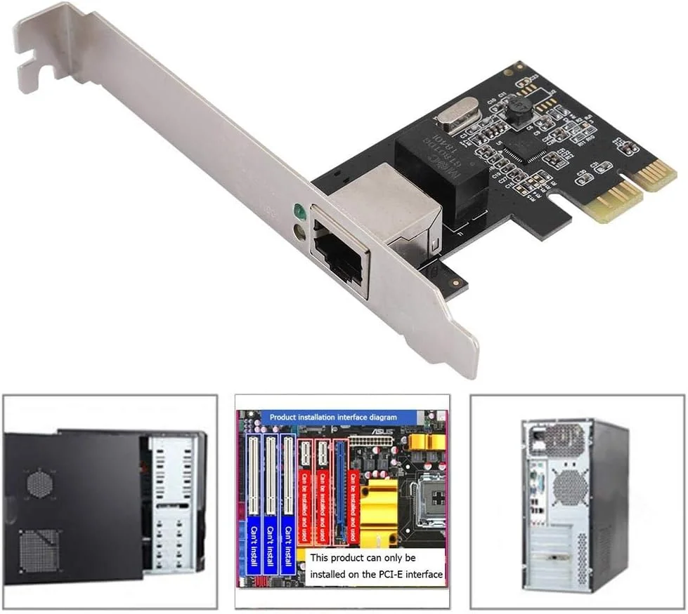 آداپتور شبکه گیگابیتی اترنت، کارت شبکه گیگابیتی اترنت PCI-E با سرعت 10/100/1000 مگابیت بر ثانیه، سازگار با کابل Cat-5 موجود، برای Windows8/7/Vista/XP/2000/98sE/Server2003-200832 و غیره
