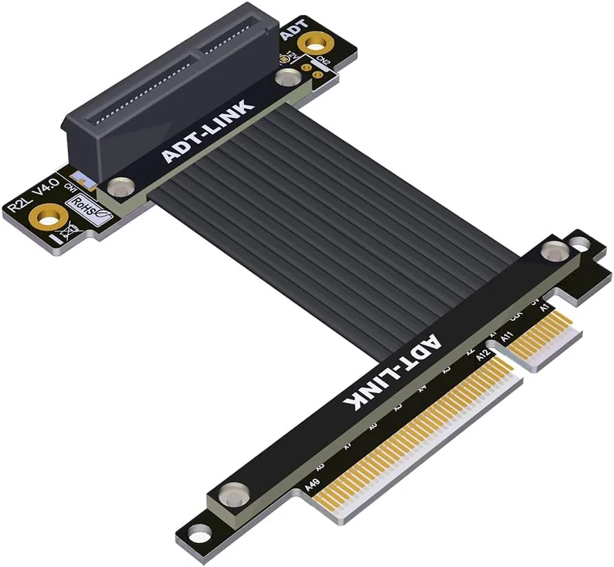 کابل افزایش طول PCIE 4.0 X8 به X4، آداپتور تبدیل، پشتیبانی از کارت شبکه سیمی و بی‌سیم، کارت کپچر، کارت USB، رایزر PCIE4.0 (R82SL 4.0، 100 سانتی‌متر)