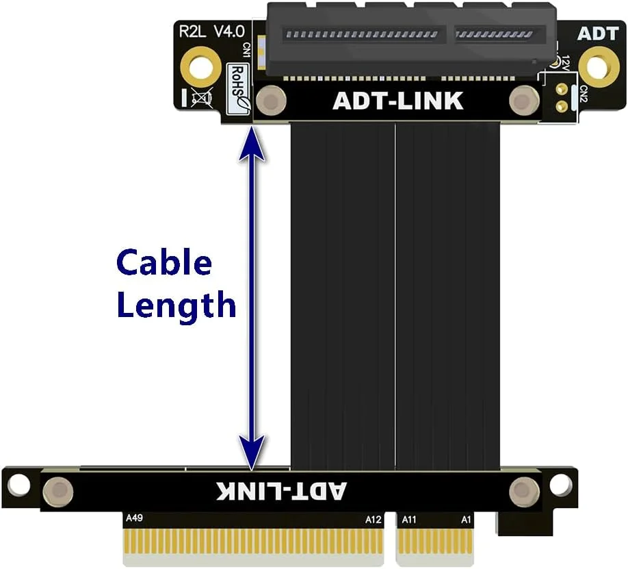 کابل افزایش طول PCIE 4.0 X8 به X4، آداپتور تبدیل، پشتیبانی از کارت شبکه سیمی و بی‌سیم، کارت کپچر، کارت USB، رایزر PCIE4.0 (R82SL 4.0، 100 سانتی‌متر)