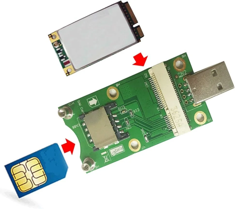 تبدیل کننده مینی PCI-E به USB 2.0 با اسلات سیم کارت برای ماژول های WWAN/LTE 3G/4G، سبز تبدیل کننده مینی PCI-E به USB 2.0 با اسلات سیم کارت برای ماژول های WWAN/LTE 3G/4G، سبز